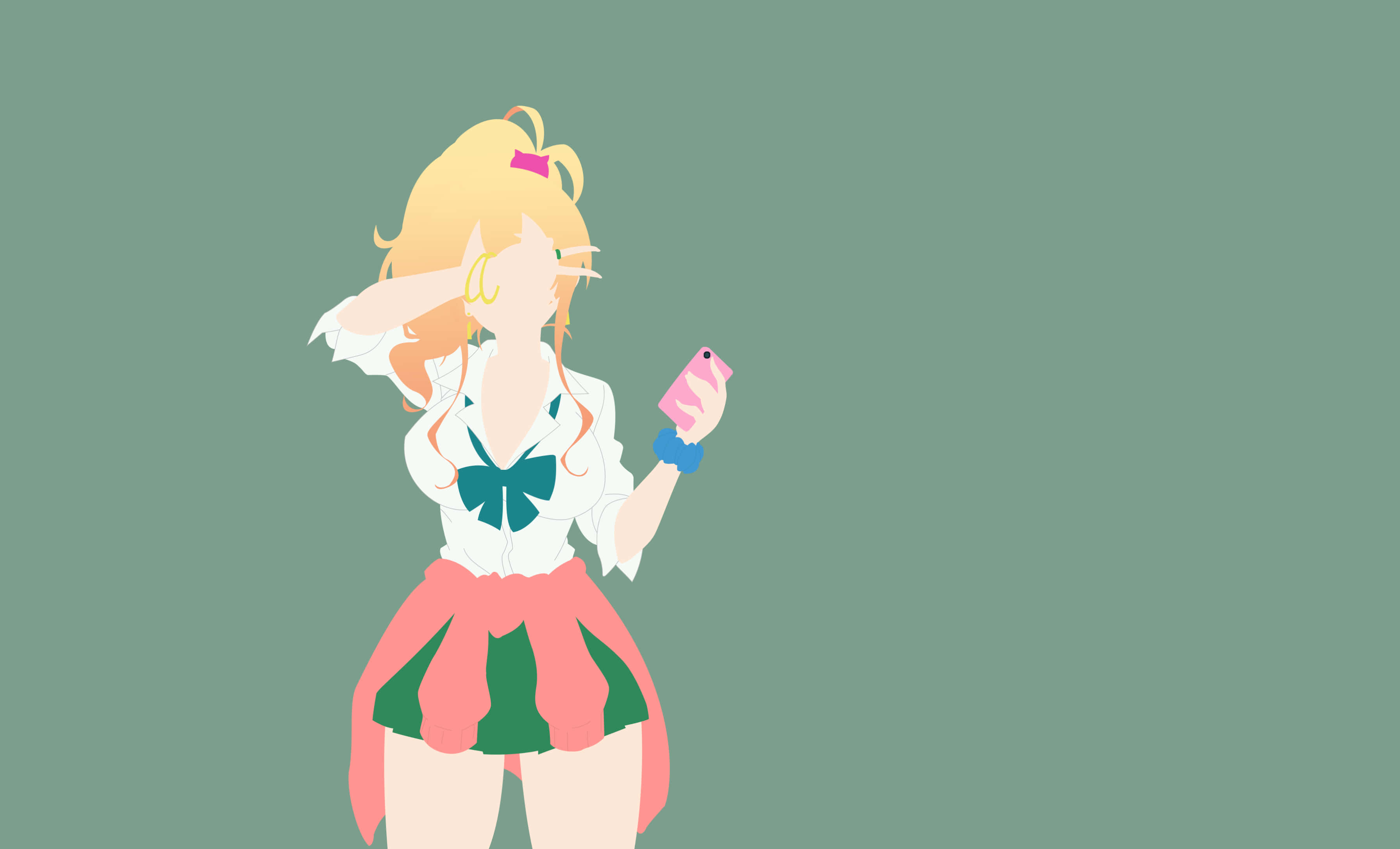 anime minimalist, sailor outfit, blonde hair, 2K Desktop Wallpaper