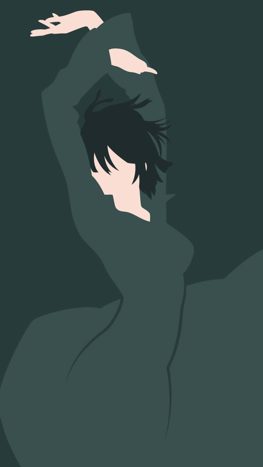 Anime Minimalist, minimalist silhouette, dark hair, Full HD Phone Wallpaper