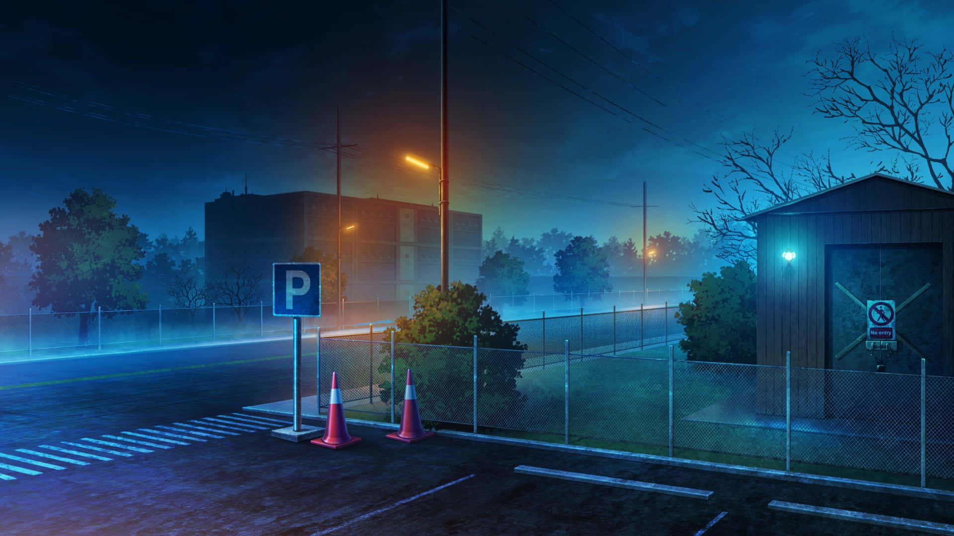 Anime Night, Gloomy Anime Night, misty night, Full HD Desktop Wallpaper