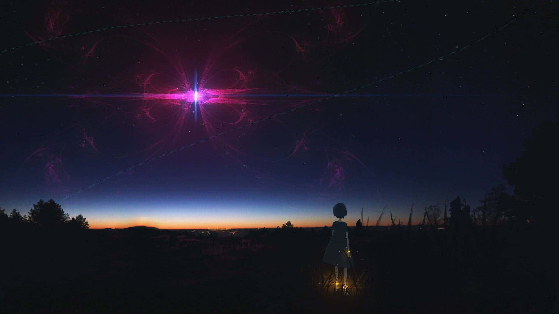 glowing wrists, twilight, cosmic purple starburst, Full HD Desktop Wallpaper