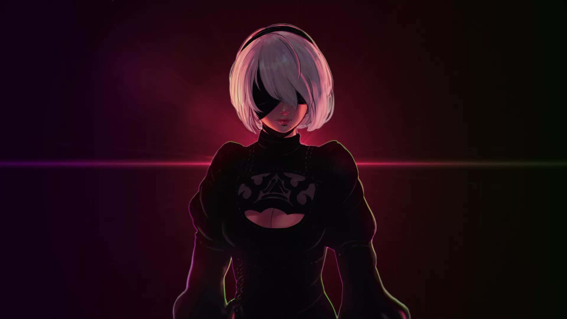 anime character, short white hair, black eye mask, Full HD Desktop Wallpaper
