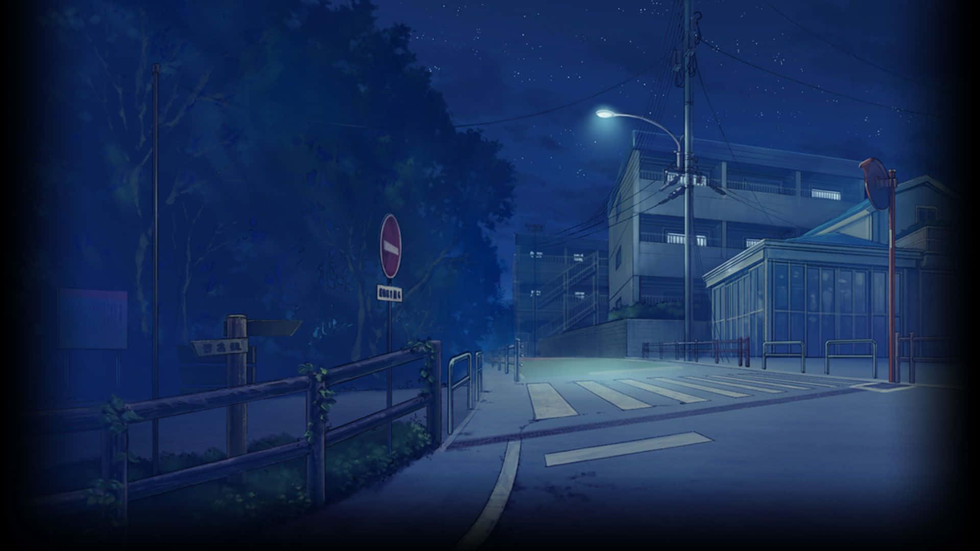 anime park, sunset, starry sky, Full HD Desktop Wallpaper