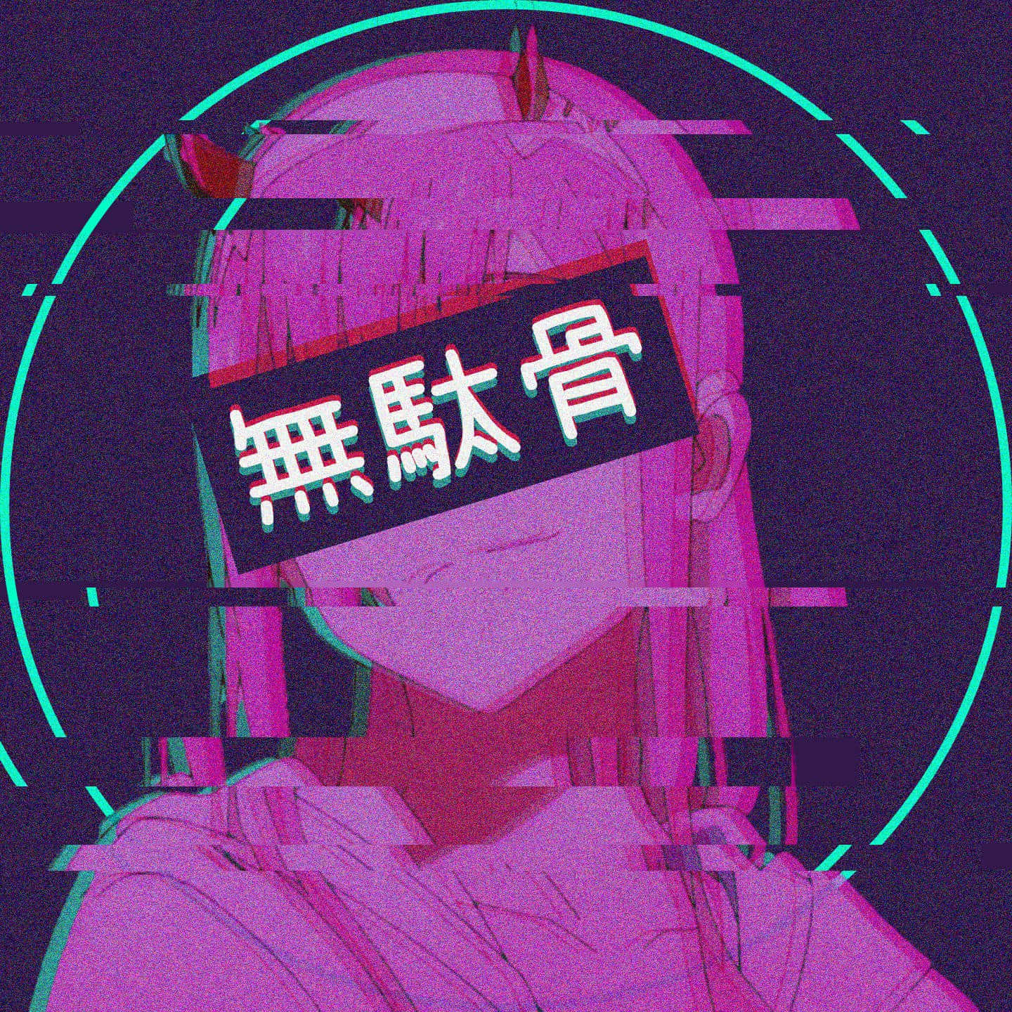 glitch, neon circle, pink hair, HD Desktop Wallpaper