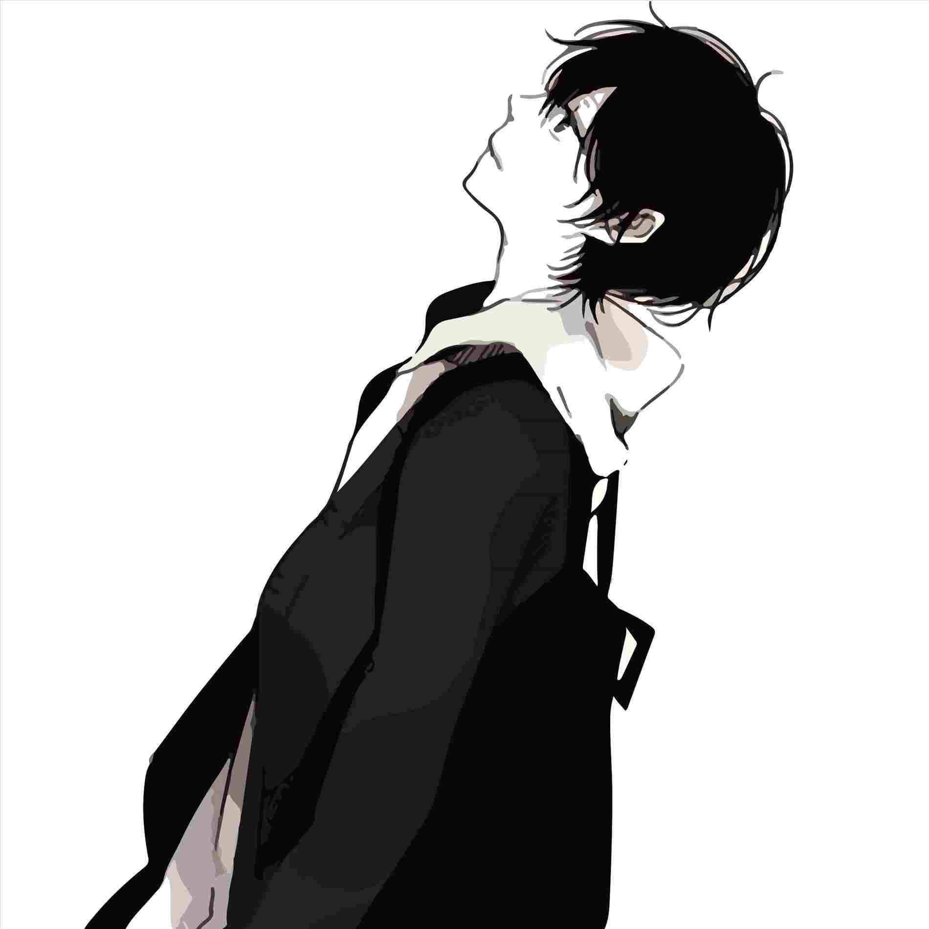 anime boy, black coat, dark hair, HD Desktop Wallpaper