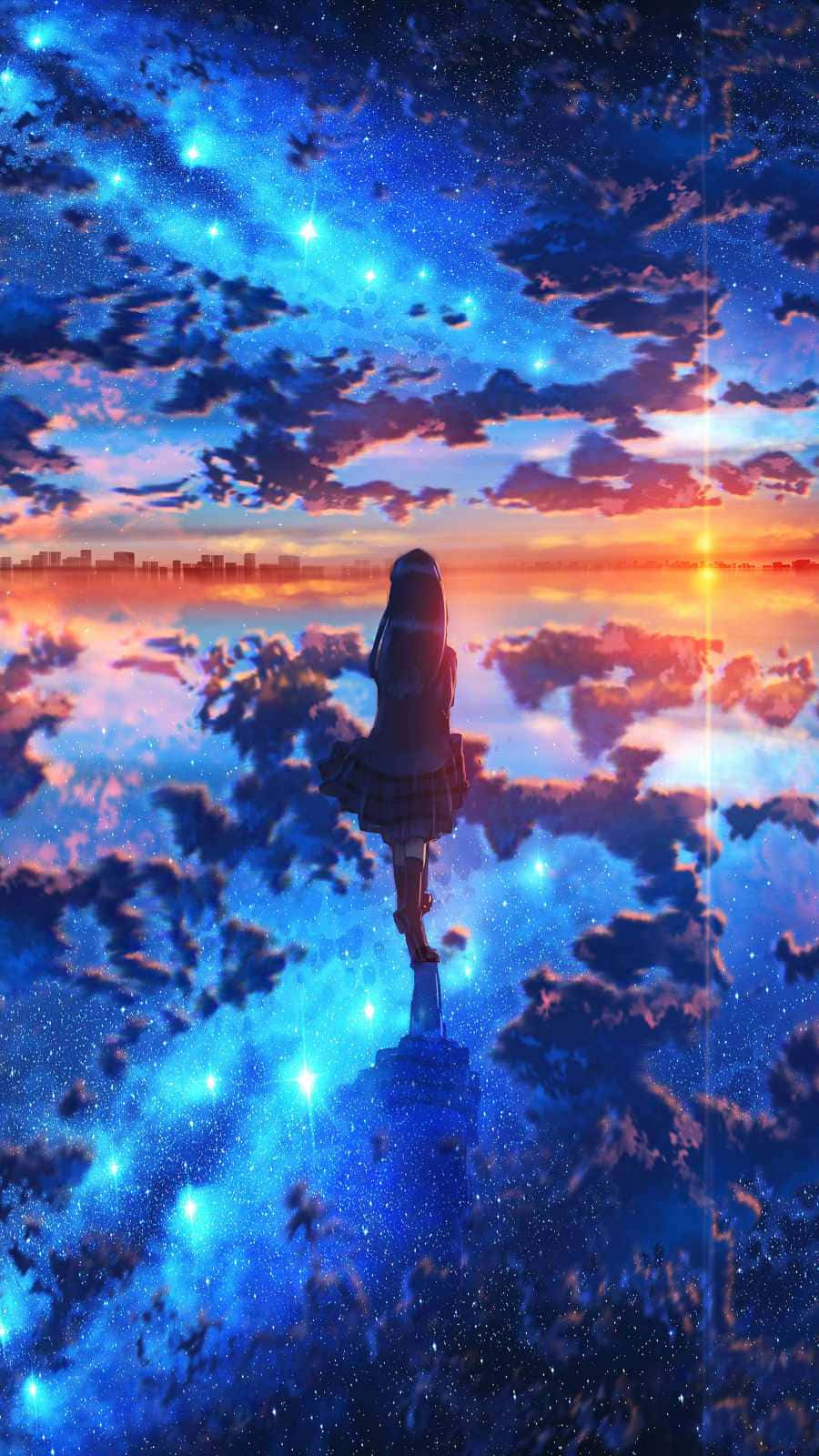 anime girl, school uniform, pillar, HD Phone Wallpaper