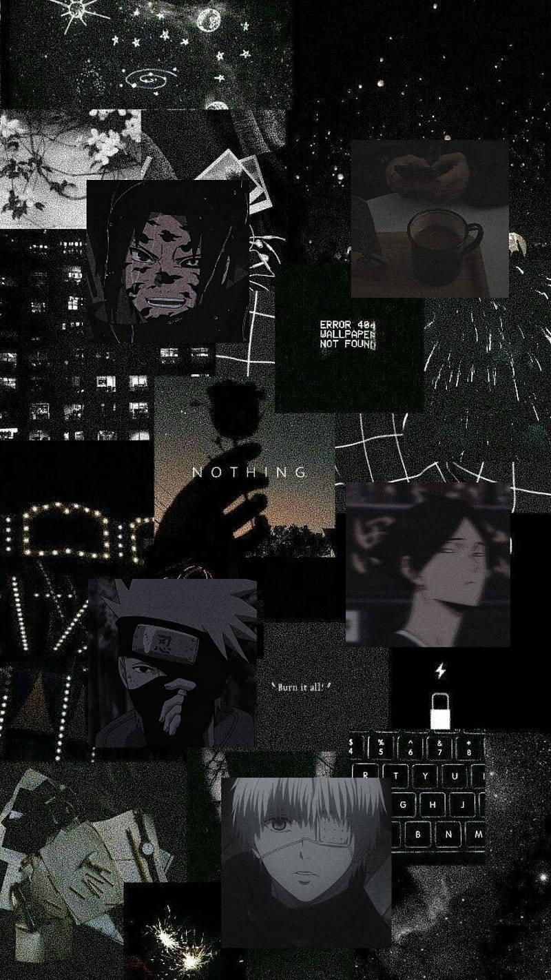Dark Collage Anime Phone, anime characters, glitchy digital elements, HD Phone Wallpaper