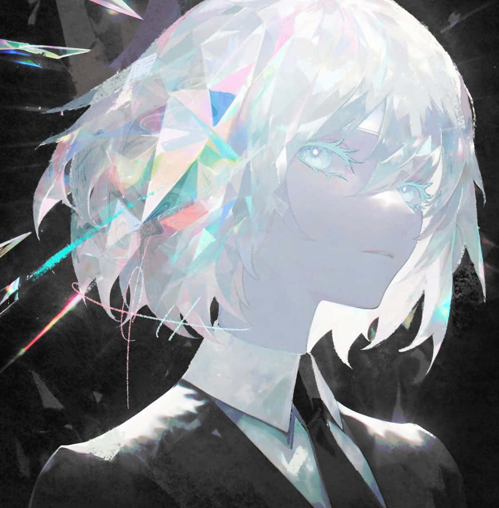 crystalized portrait, anime style, iridescent crystalline hair, SD Phone Wallpaper