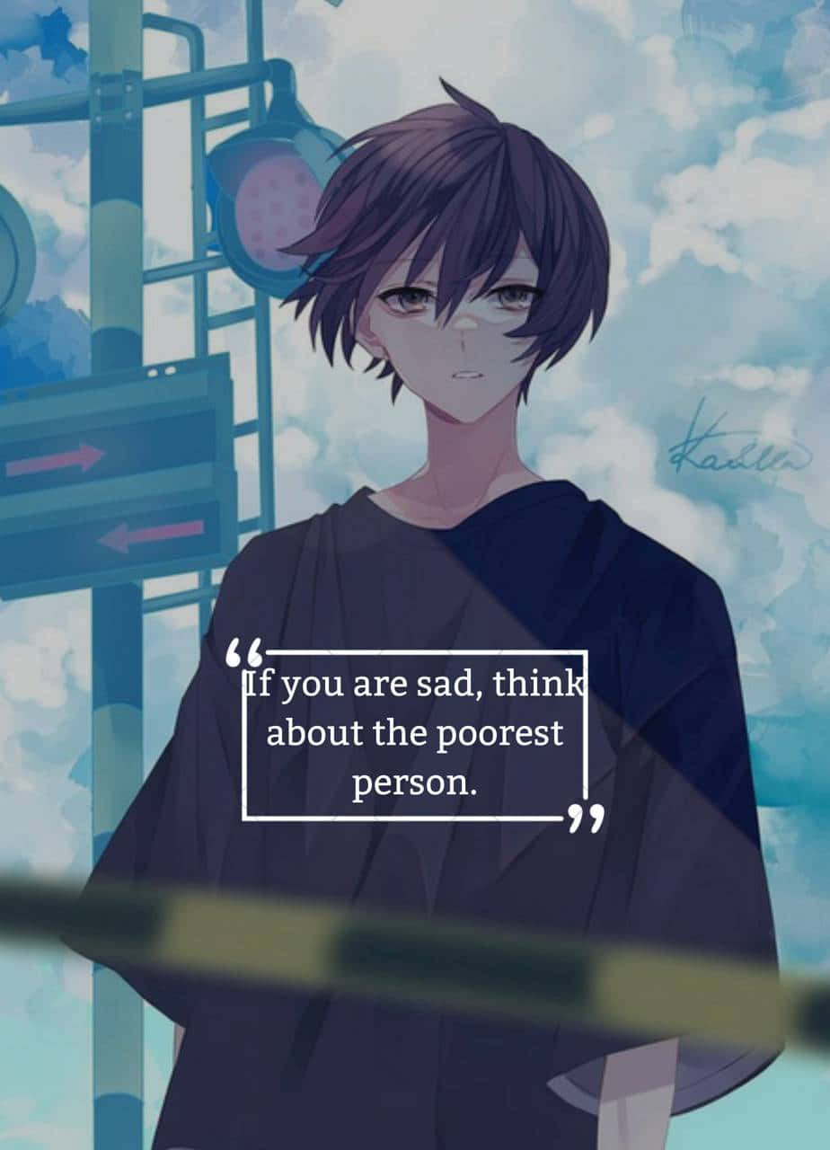 anime boy, dark hair, cloudy sky, HD Phone Wallpaper