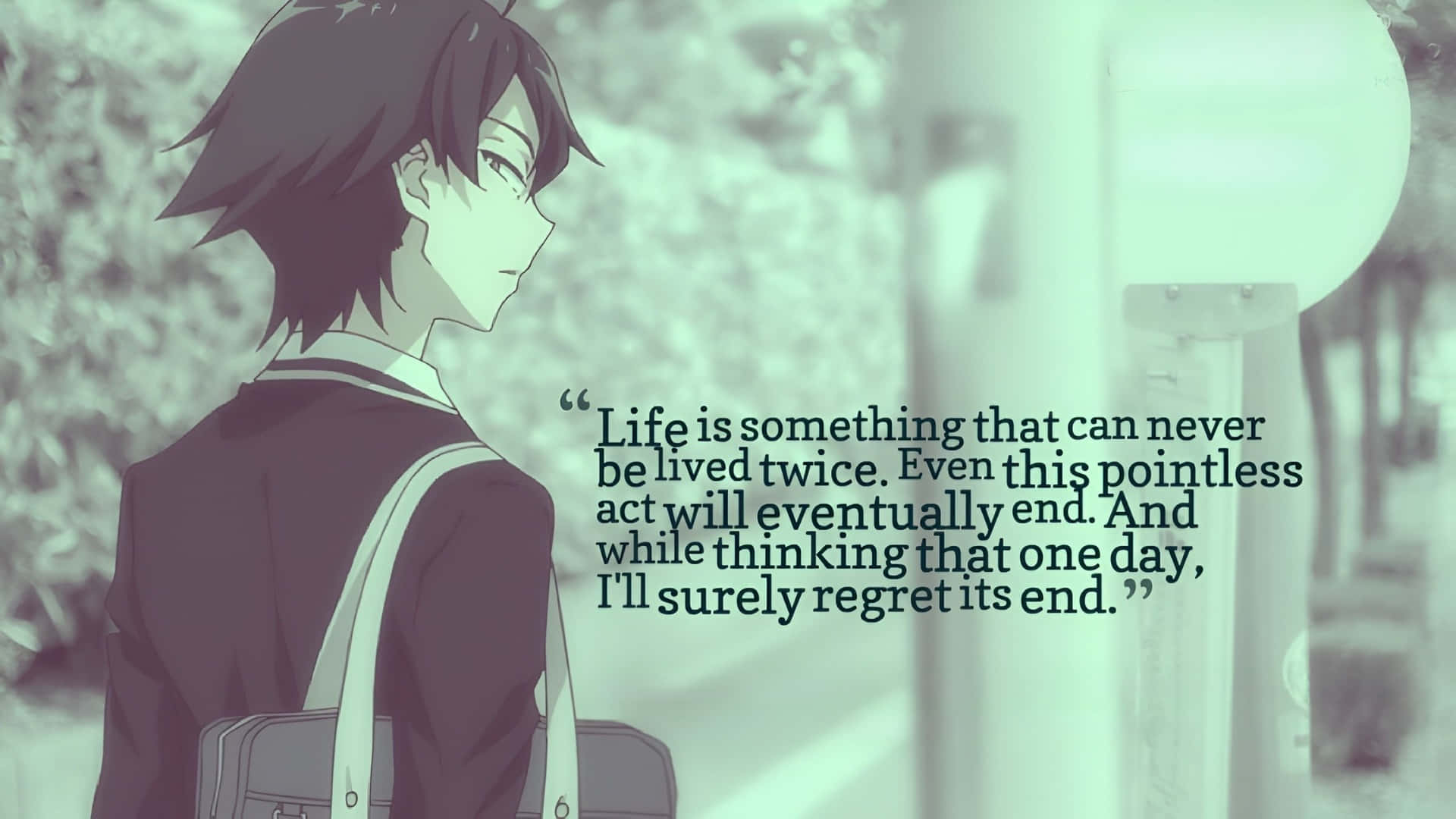 anime boy, school uniform, poignant quote, Full HD Desktop Wallpaper