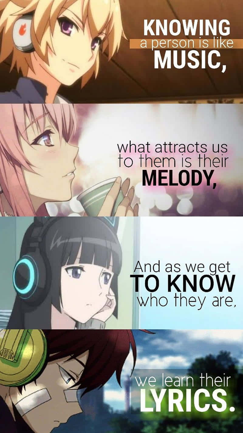 Music Anime Quotes Collection, anime characters, headphones, HD Phone Wallpaper