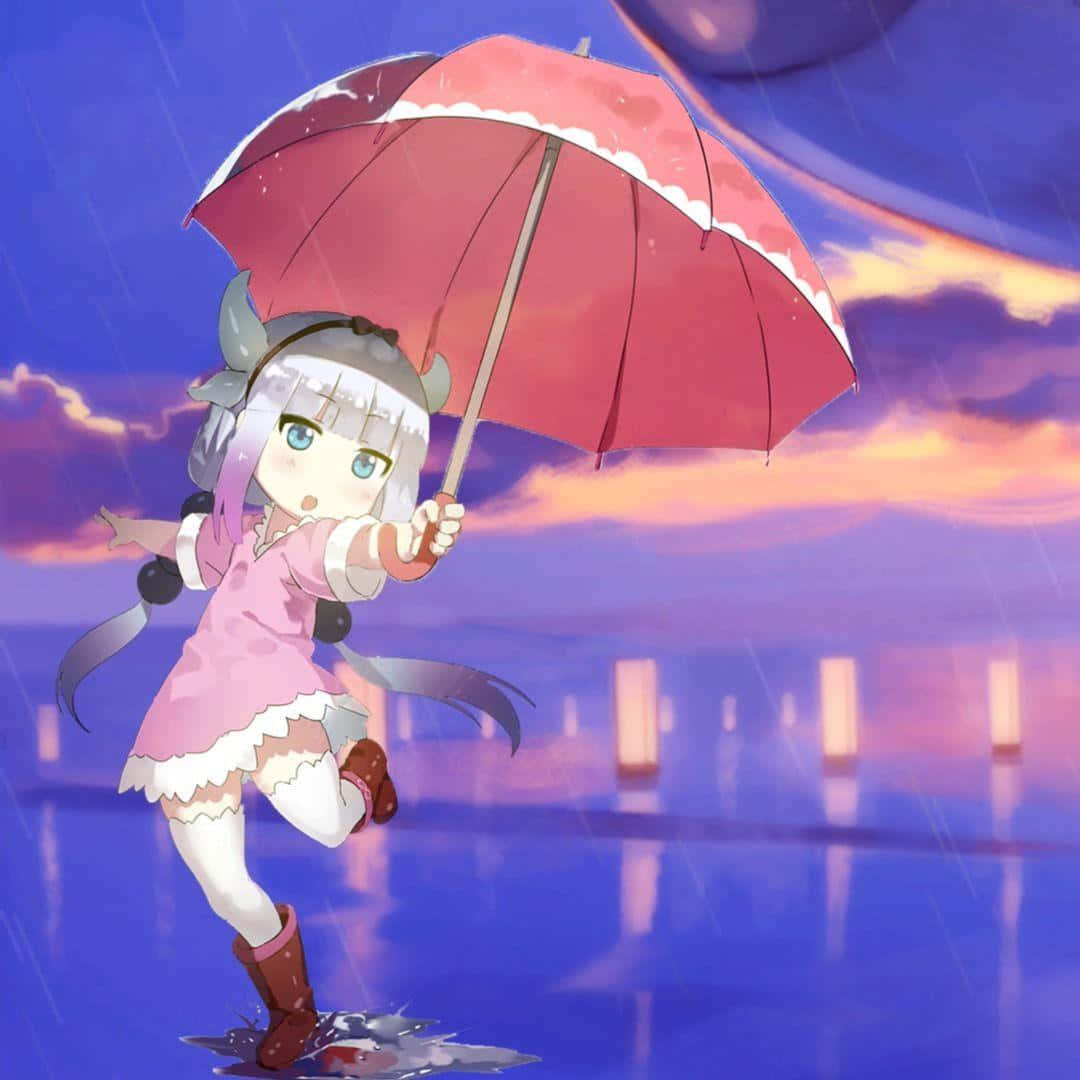 chibi anime girl, silver hair, horns, SD Desktop Wallpaper