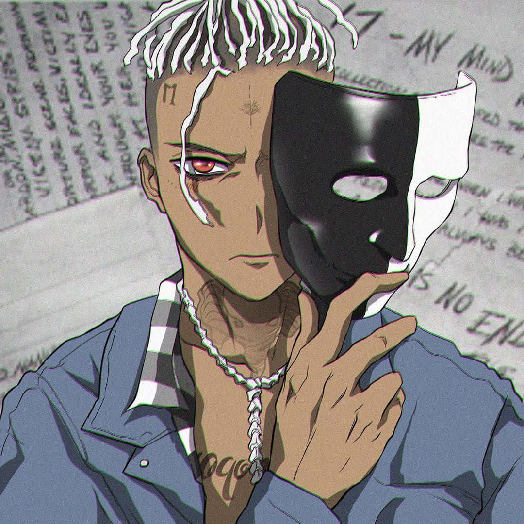anime rapper, white dreadlocks, red eyes, SD Desktop Wallpaper