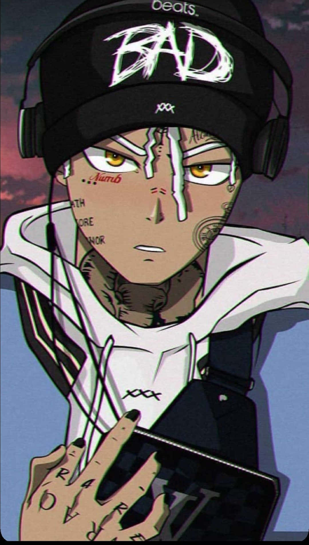 Anime Rapper, anime-style teen, tattoos, HD Phone Wallpaper