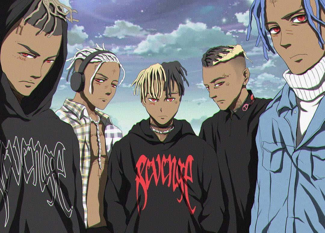 Anime Rapper, red eyes, unique hairstyles, SD Desktop Wallpaper