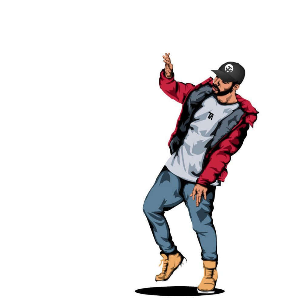 rapper cartoon, red jacket, cap, SD Desktop Wallpaper