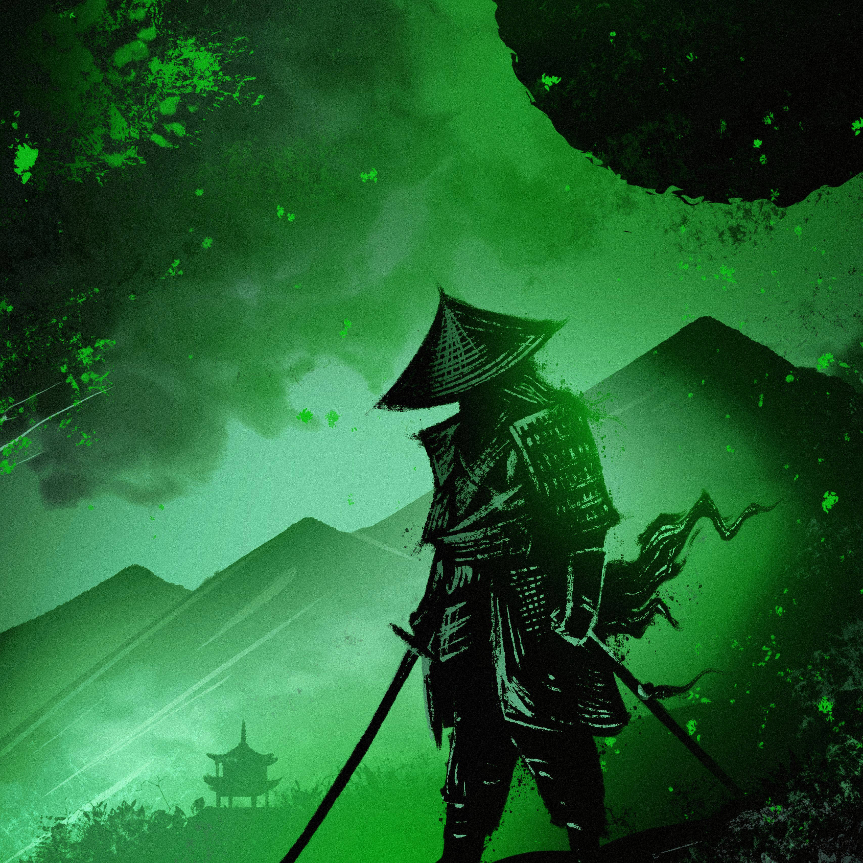 Anime Samurai, samurai warrior, mountain, 2K Desktop Wallpaper
