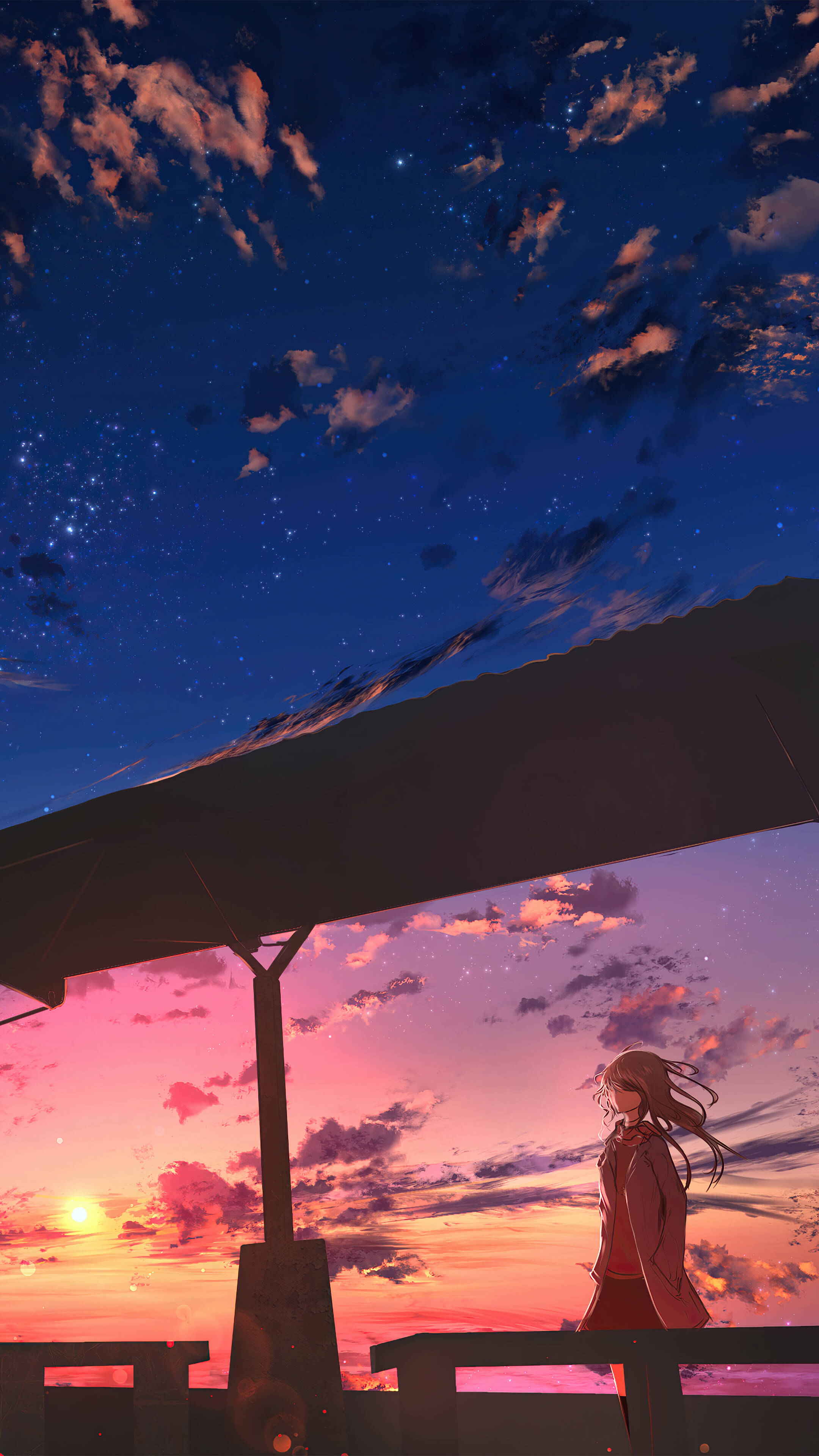 Anime Scenery 4K, twilight, starly sky, 4K Phone Wallpaper