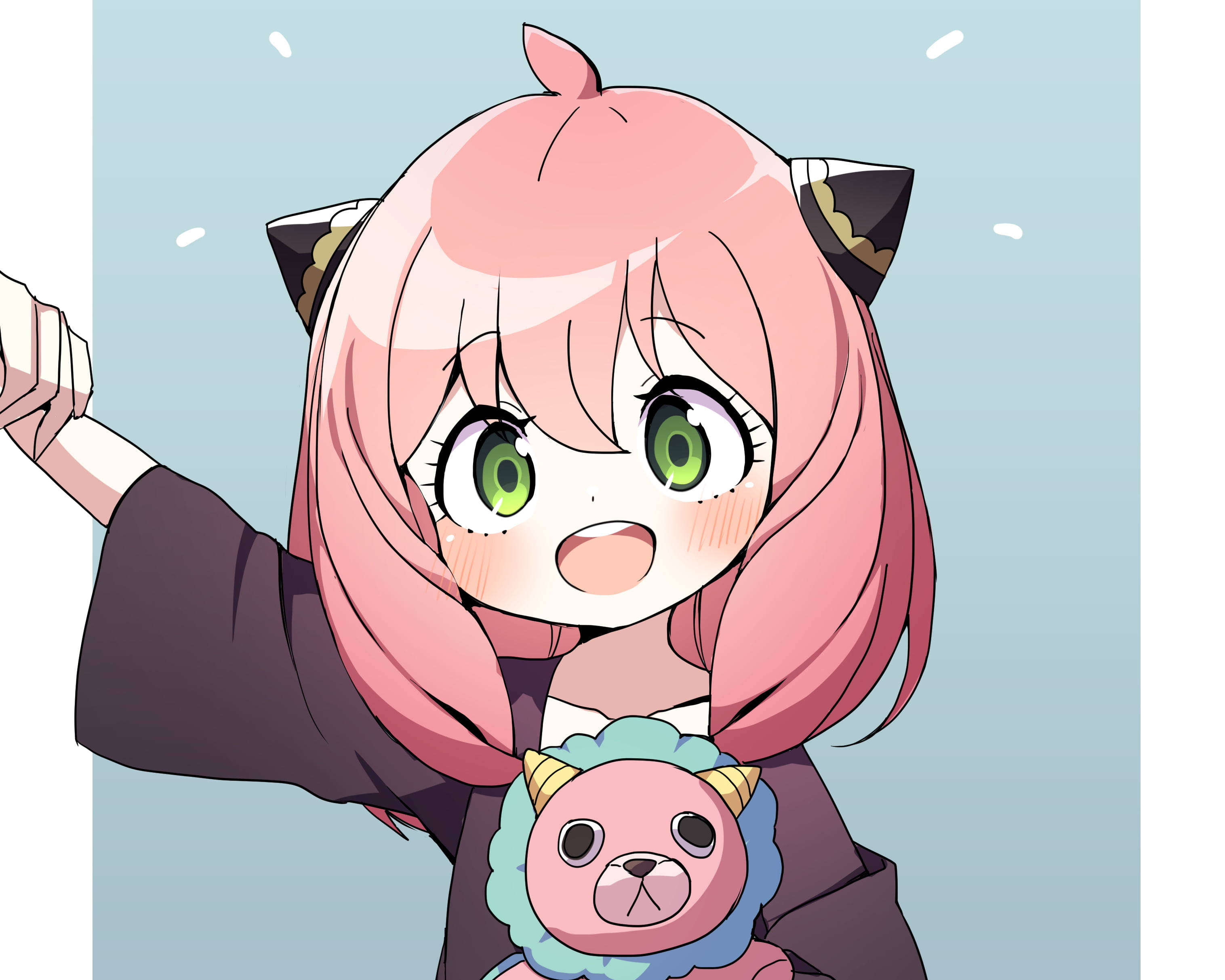 anime girl, pink hair, cat ears, 2K Desktop Wallpaper