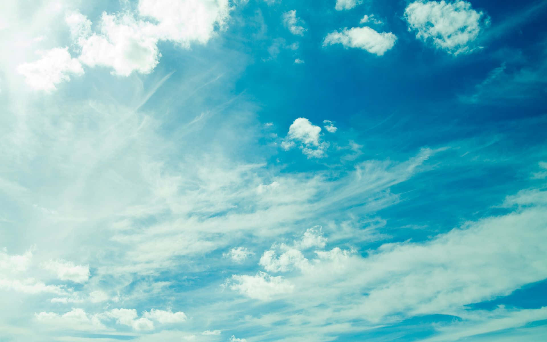 Anime Sky, vibrant blue sky, wispy white clouds, Full HD Desktop Wallpaper