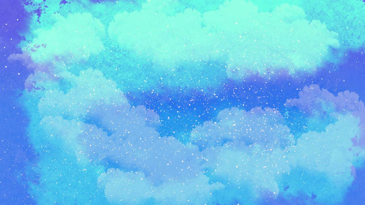 Anime Sky, pastel clouds, teal, SD Desktop Wallpaper