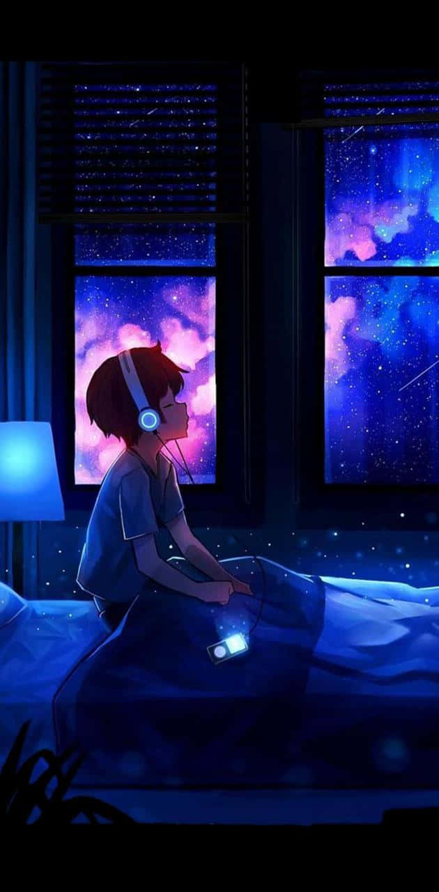 anime boy, headphones, bed, HD Phone Wallpaper