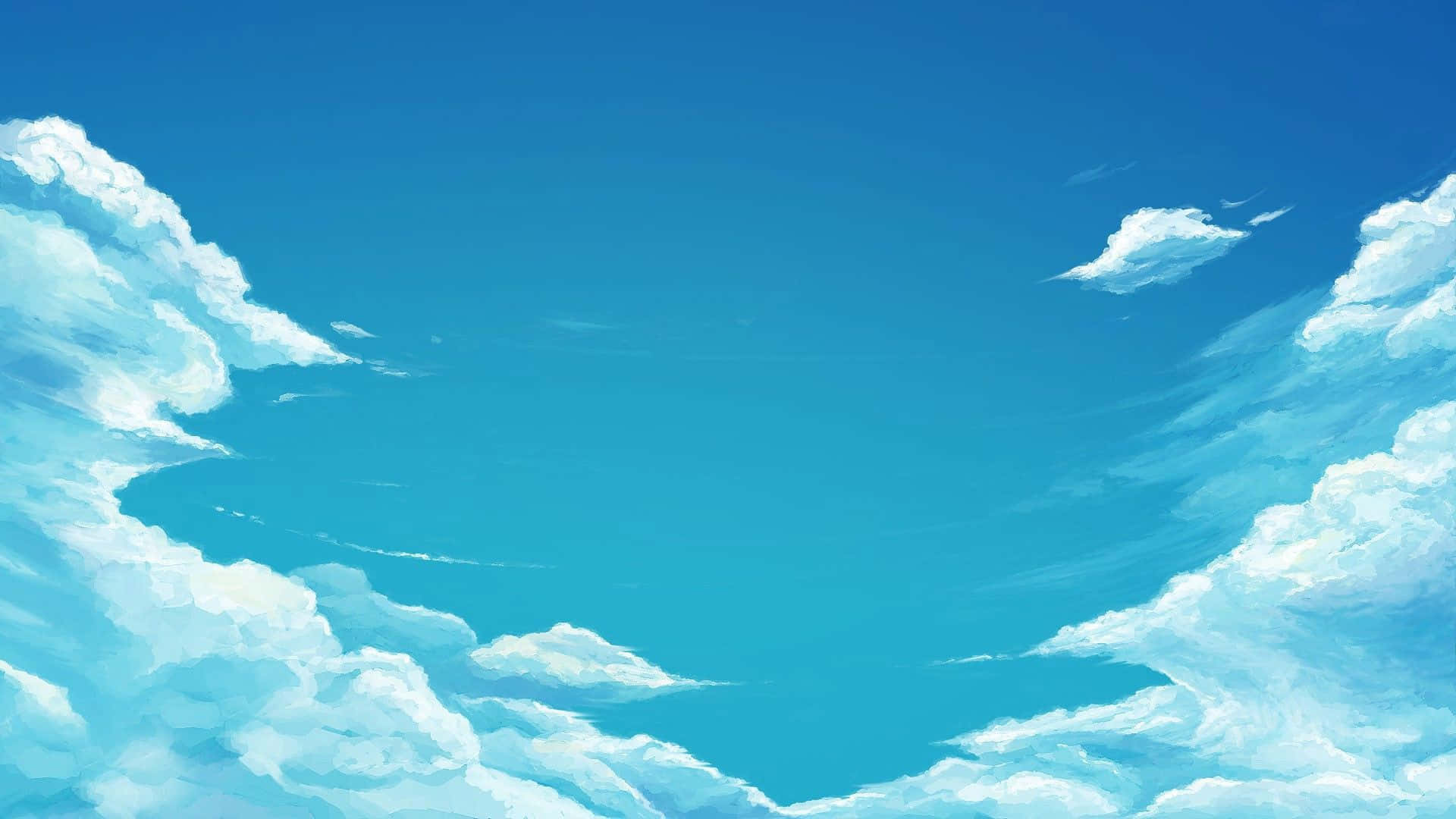 Anime Sky, vibrant blue sky, fluffy white clouds, Full HD Desktop Wallpaper