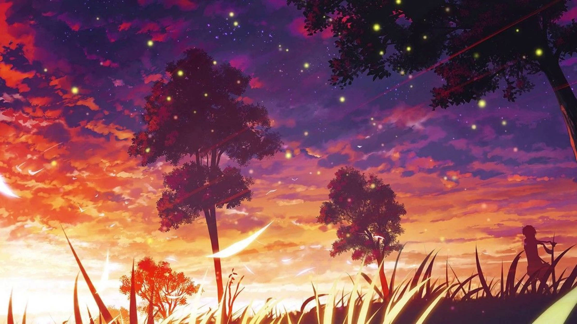 lo fi anime, beautiful sunset, twilight sky, Full HD Desktop Wallpaper