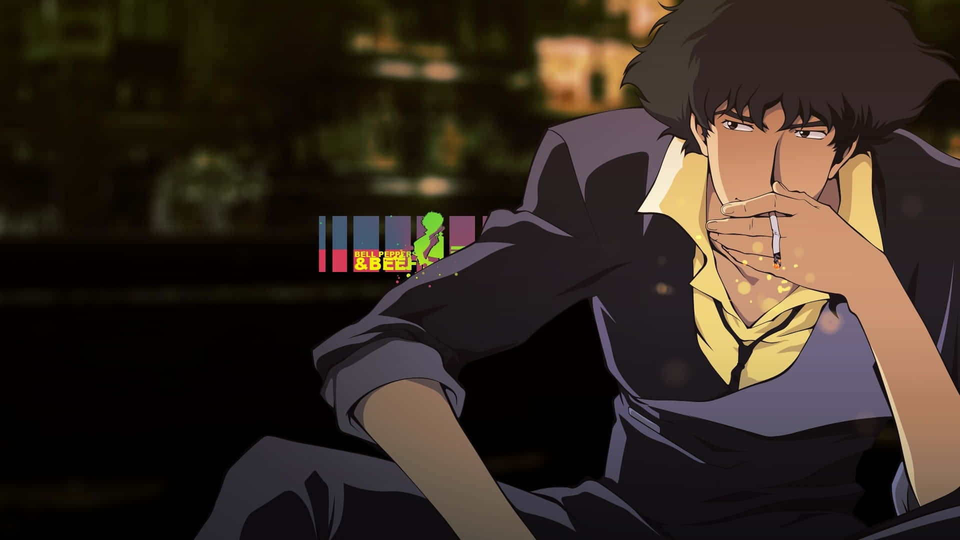 anime cowboy, dark hair, cigarette, Full HD Desktop Wallpaper