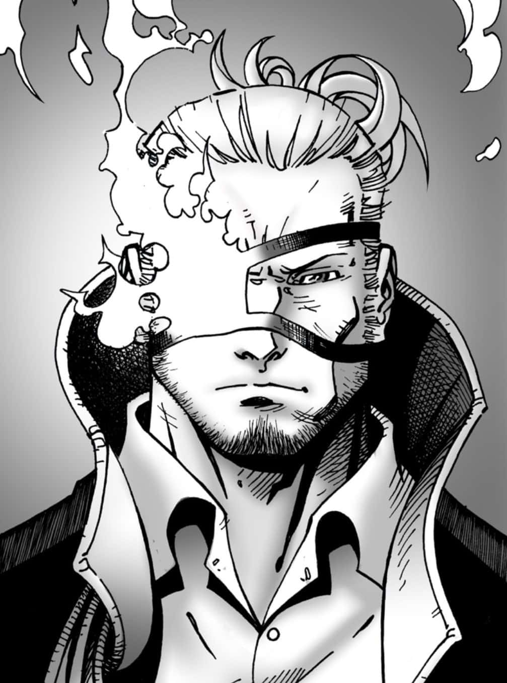 monochrome, manga-style, man, HD Phone Wallpaper