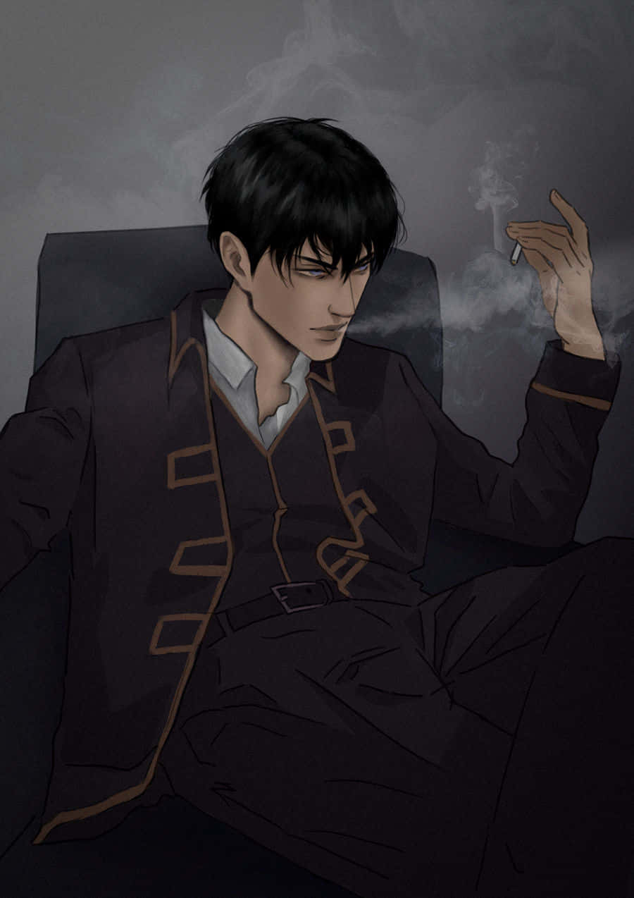 young man, dark suit, gold trim, SD Phone Wallpaper