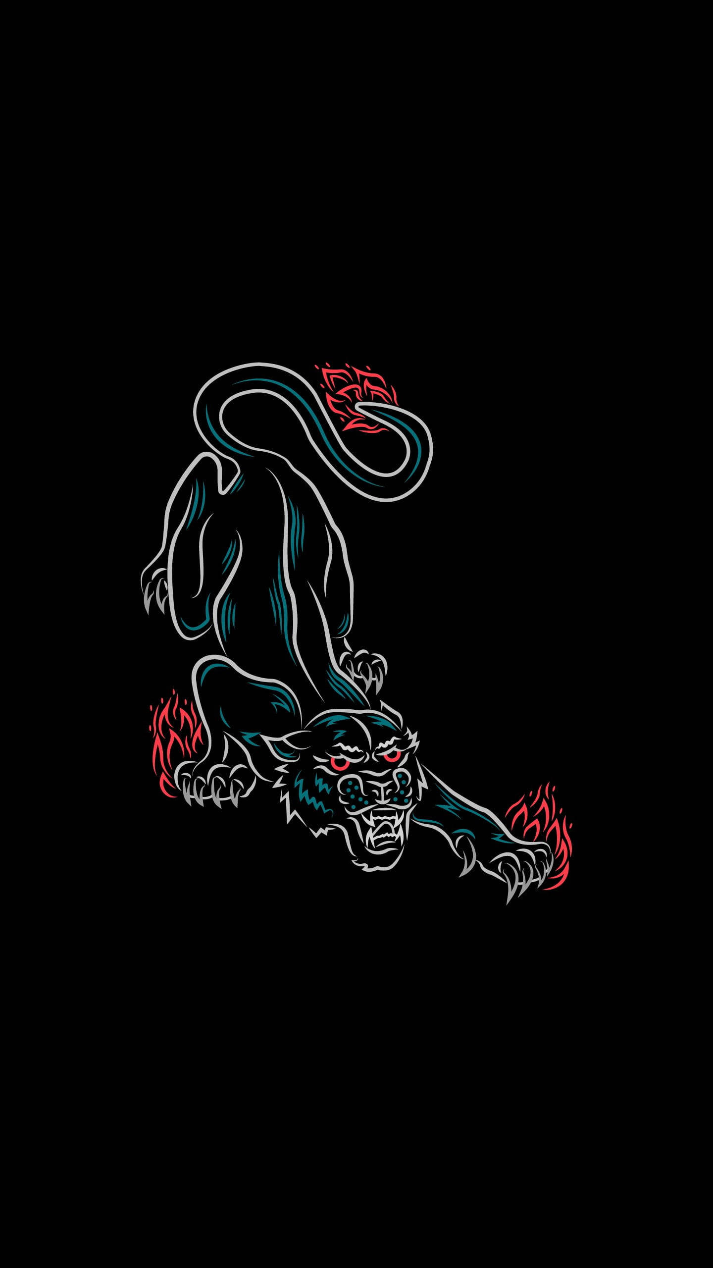 anime symbols, panther, glowing red eyes, 2K Phone Wallpaper