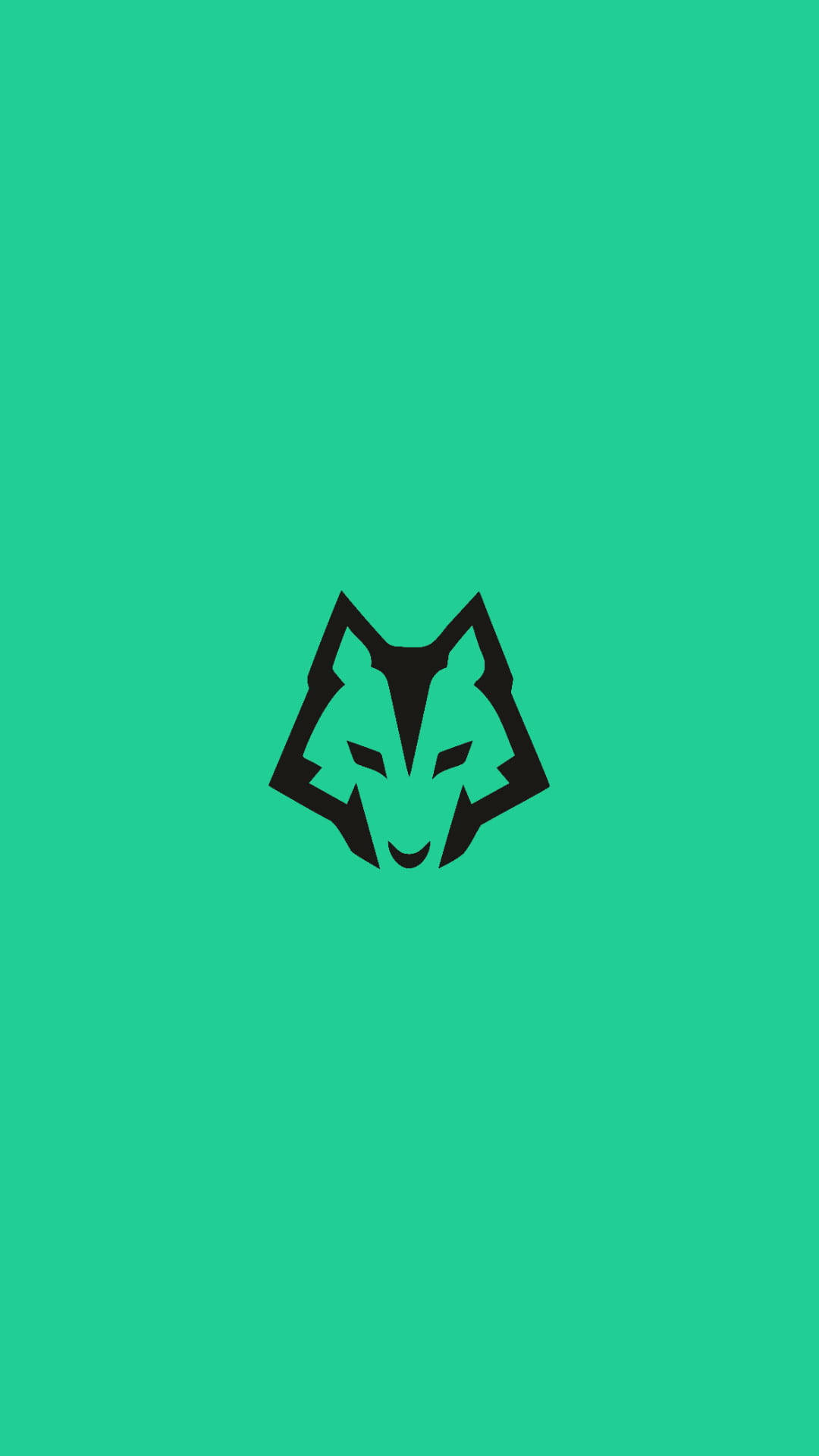minimalist wolf head logo, solid teal background, black wolf head, Full HD Phone Wallpaper
