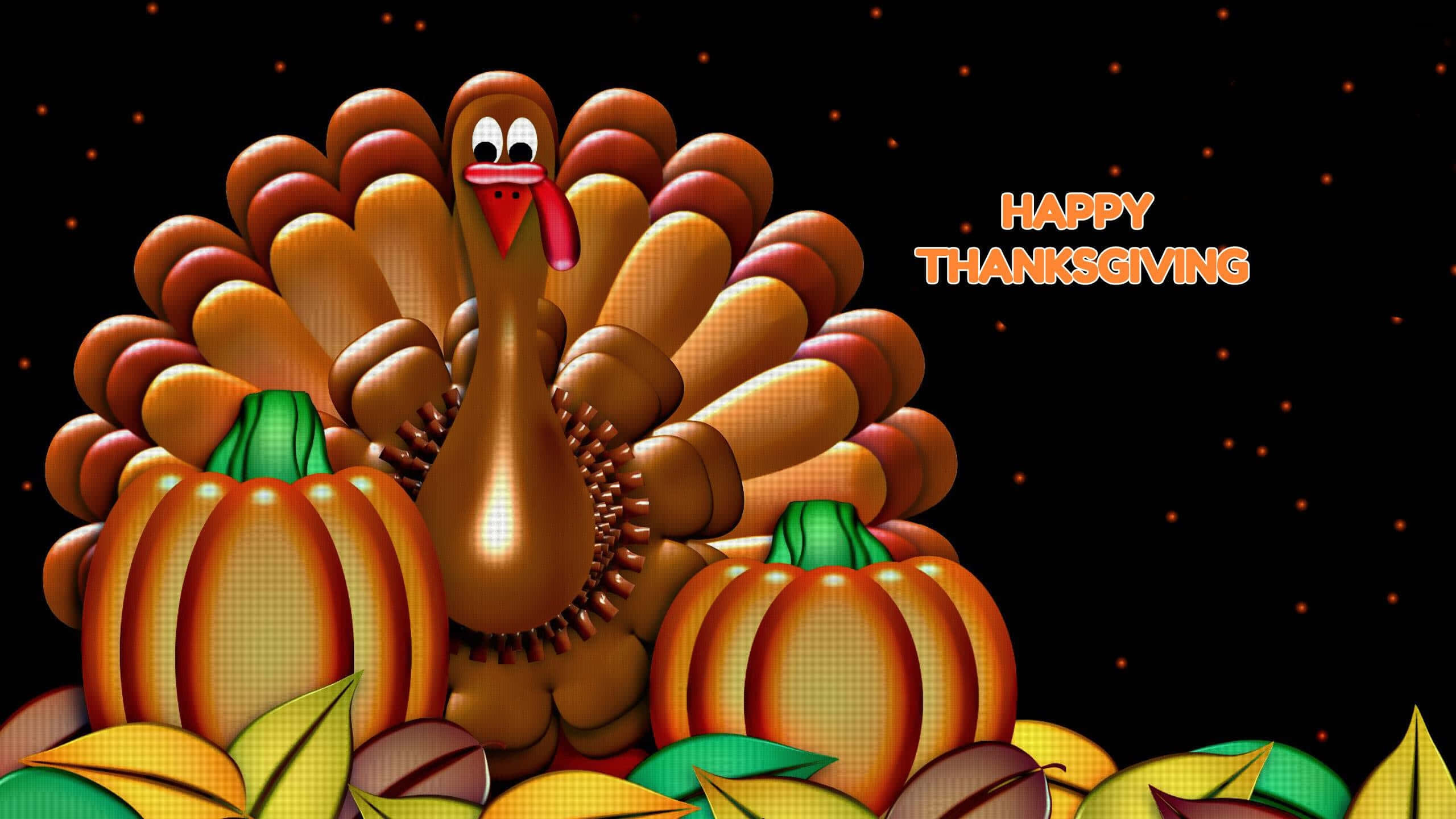 Turkey Anime Thanksgiving, cartoon turkey, fanned tail, 2K Desktop Wallpaper