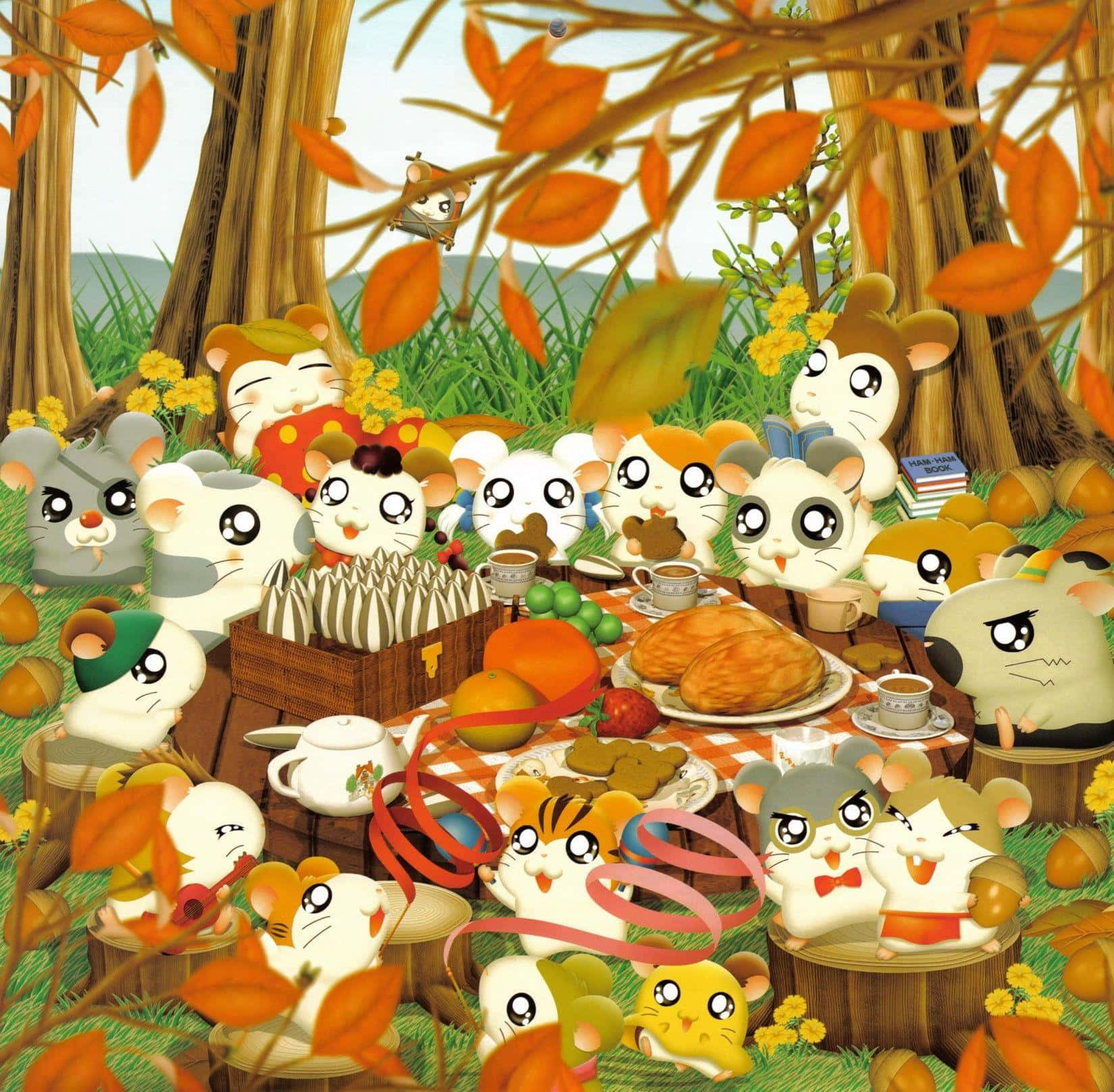 Anime Thanksgiving, Thanksgiving-themed Anime party, golden leaves, HD Desktop Wallpaper