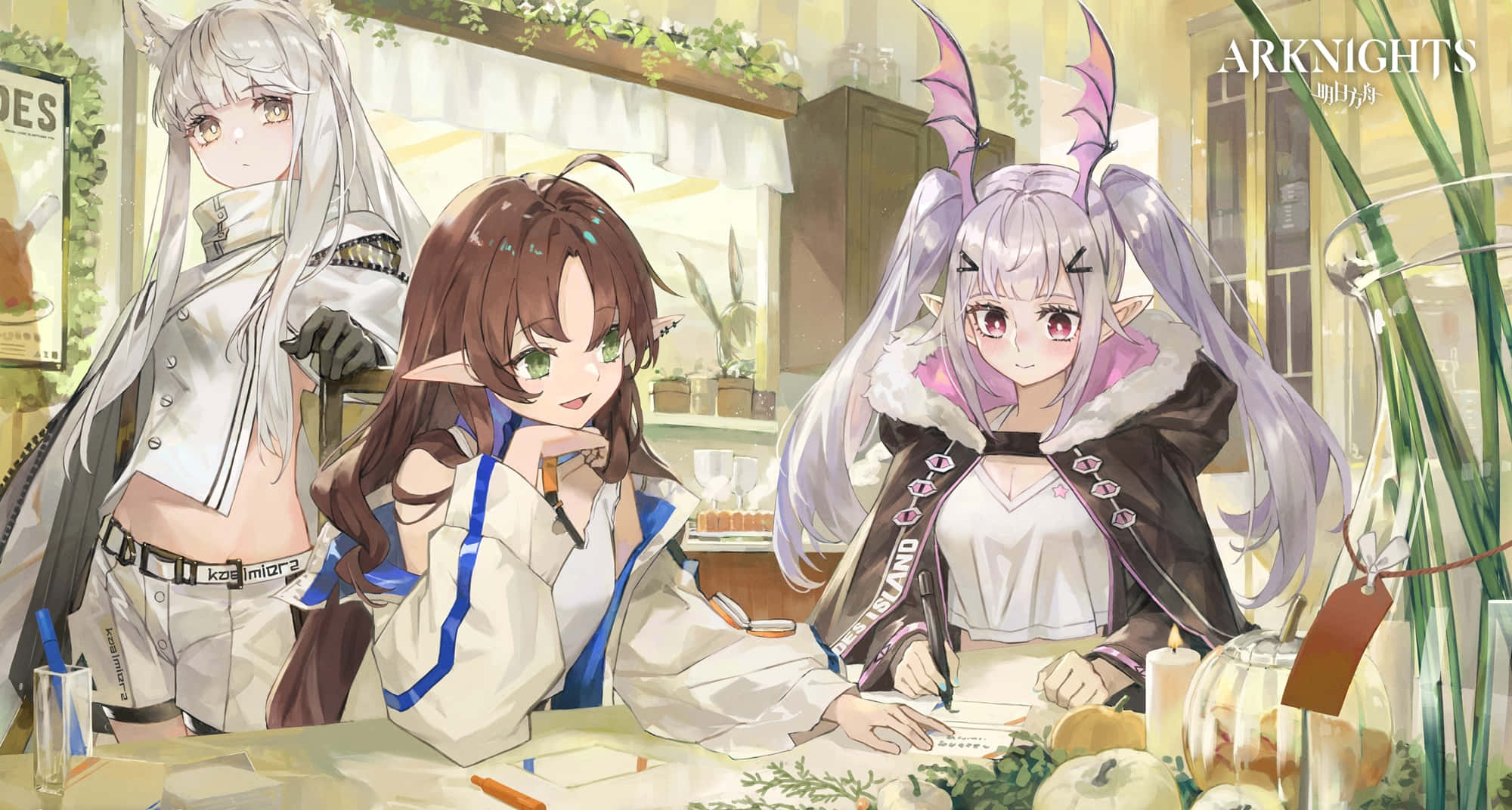 Anime Thanksgiving, anime girls, horns, Full HD Desktop Wallpaper