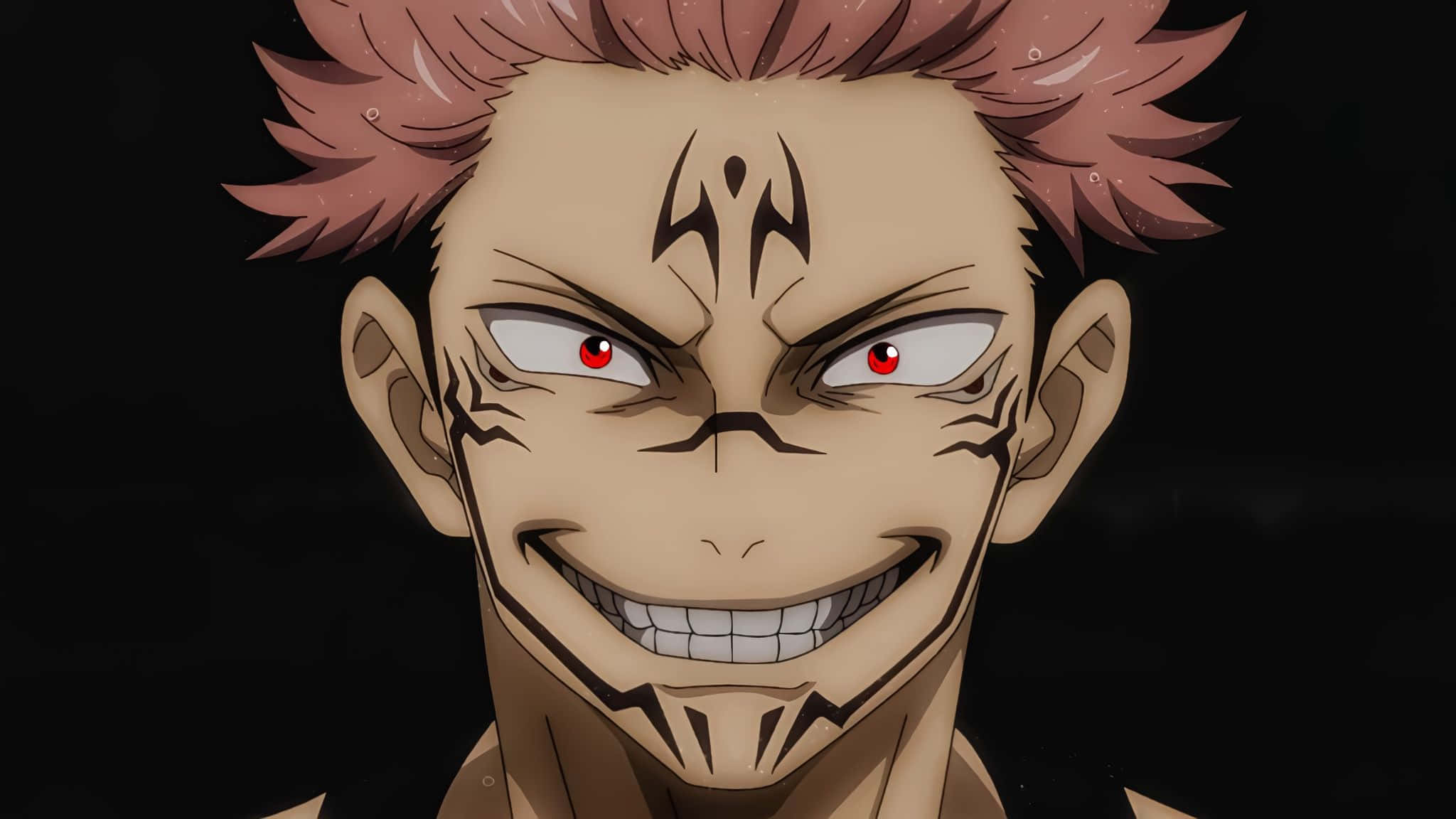 anime villain, spiky pink hair, red eyes, Full HD Desktop Wallpaper