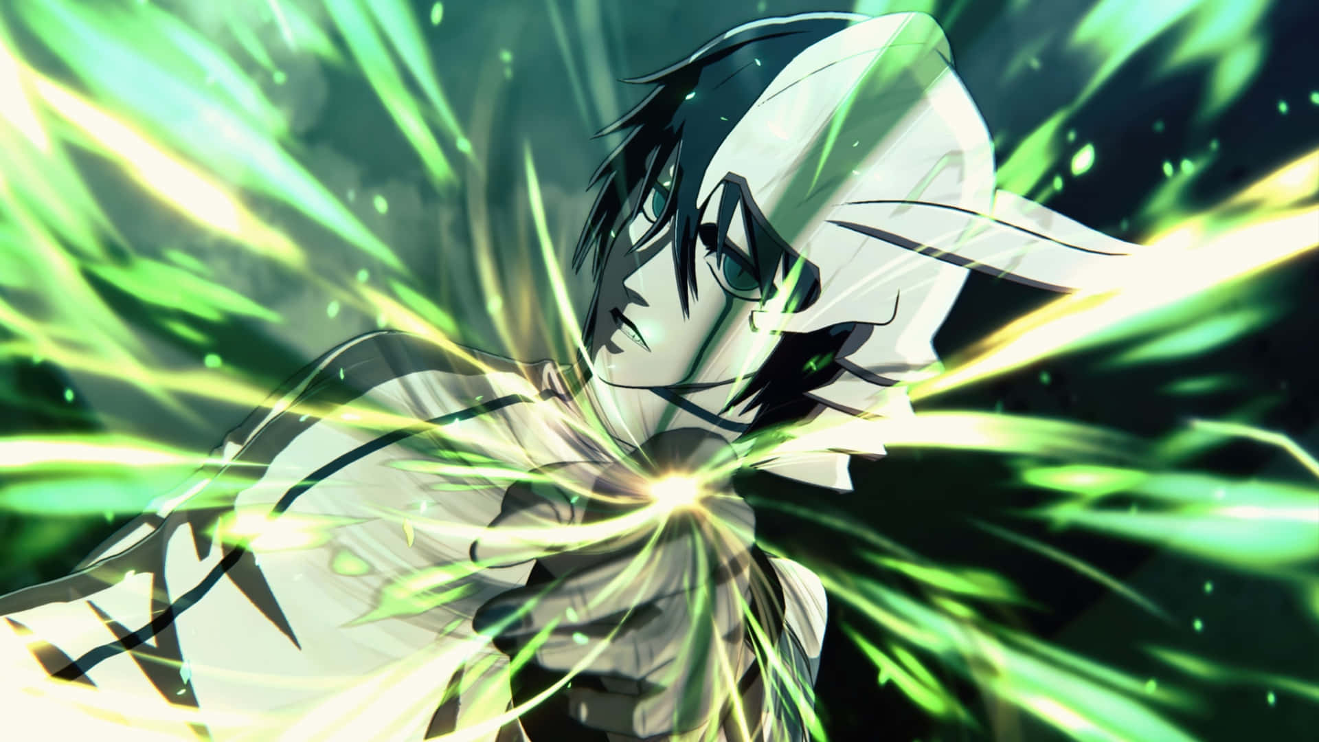 anime villain, dark hair, white hood, Full HD Desktop Wallpaper