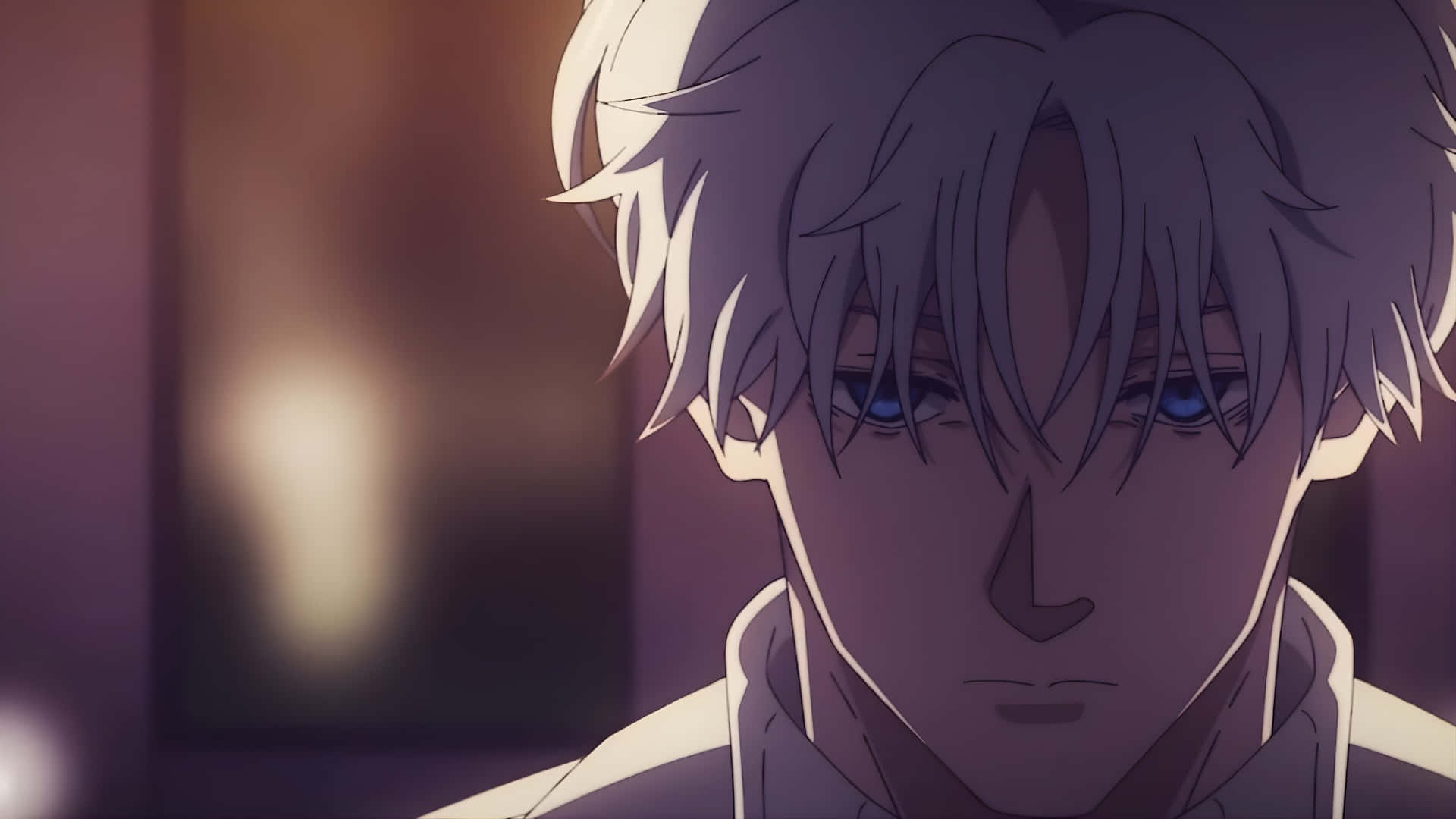 silver hair, blue eyes, young anime man, Full HD Desktop Wallpaper