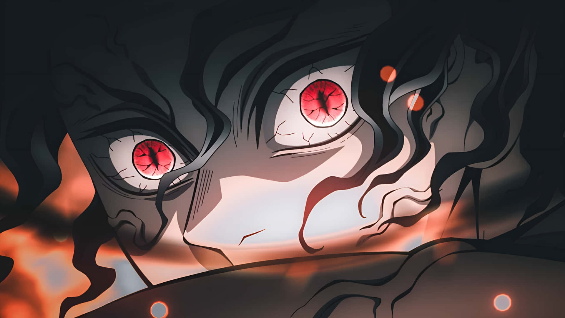 demon eyes, anime villain, glowing red eyes, Full HD Desktop Wallpaper