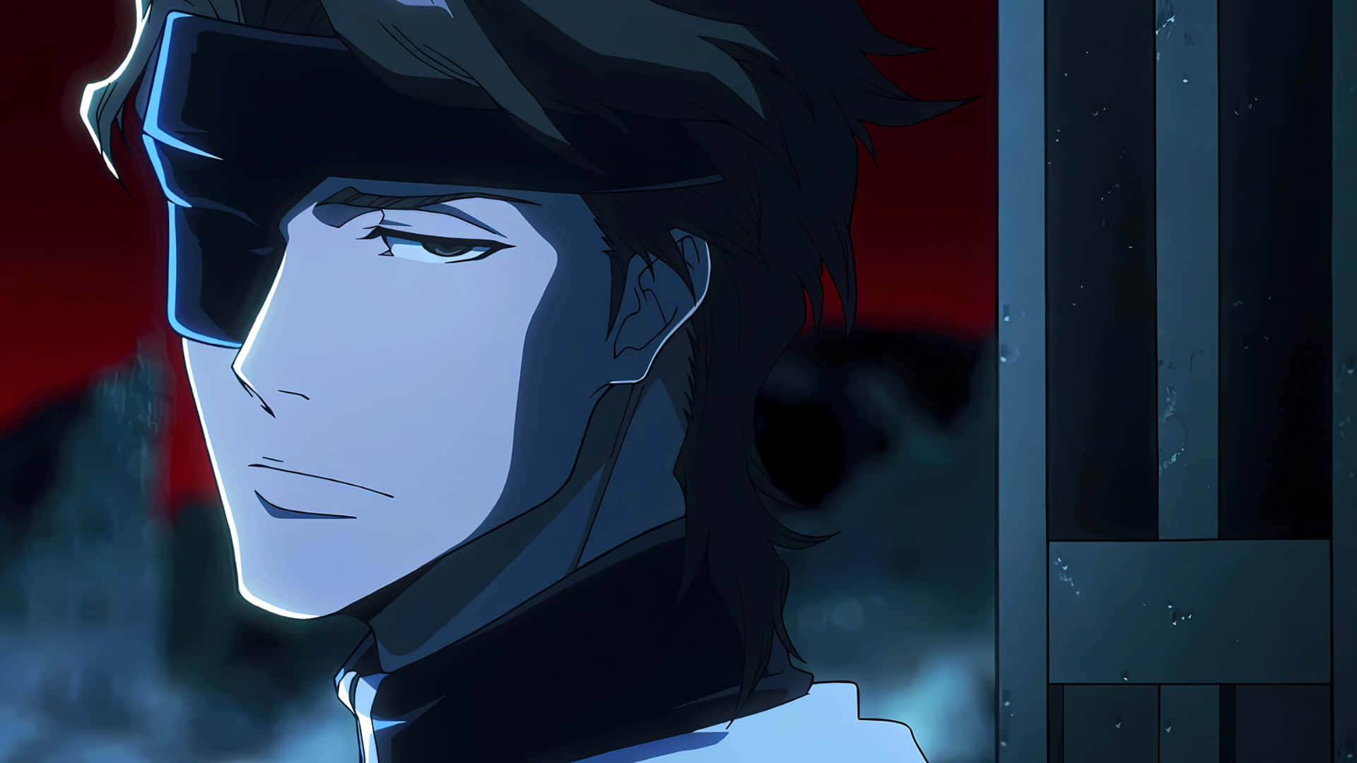 anime male character, dark hair, blue visor, Full HD Desktop Wallpaper