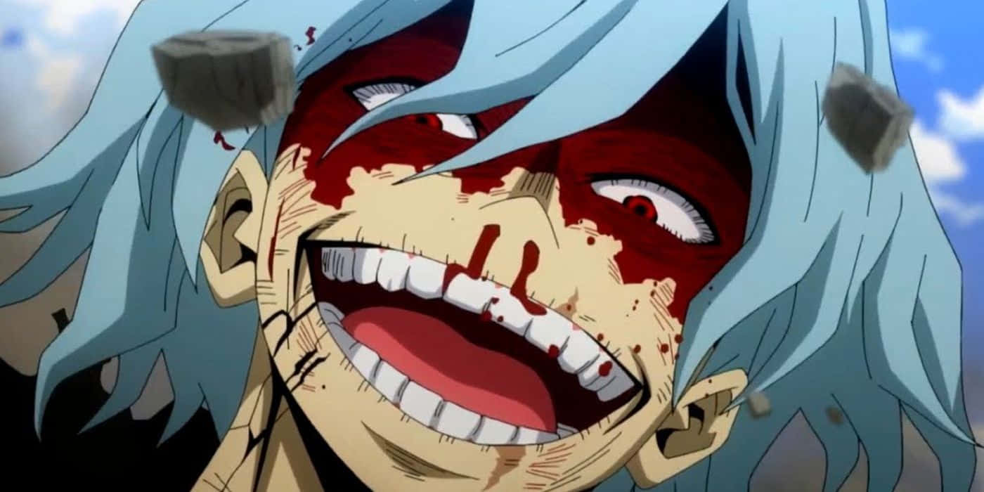 anime villain, light blue hair, bloodied, HD Desktop Wallpaper