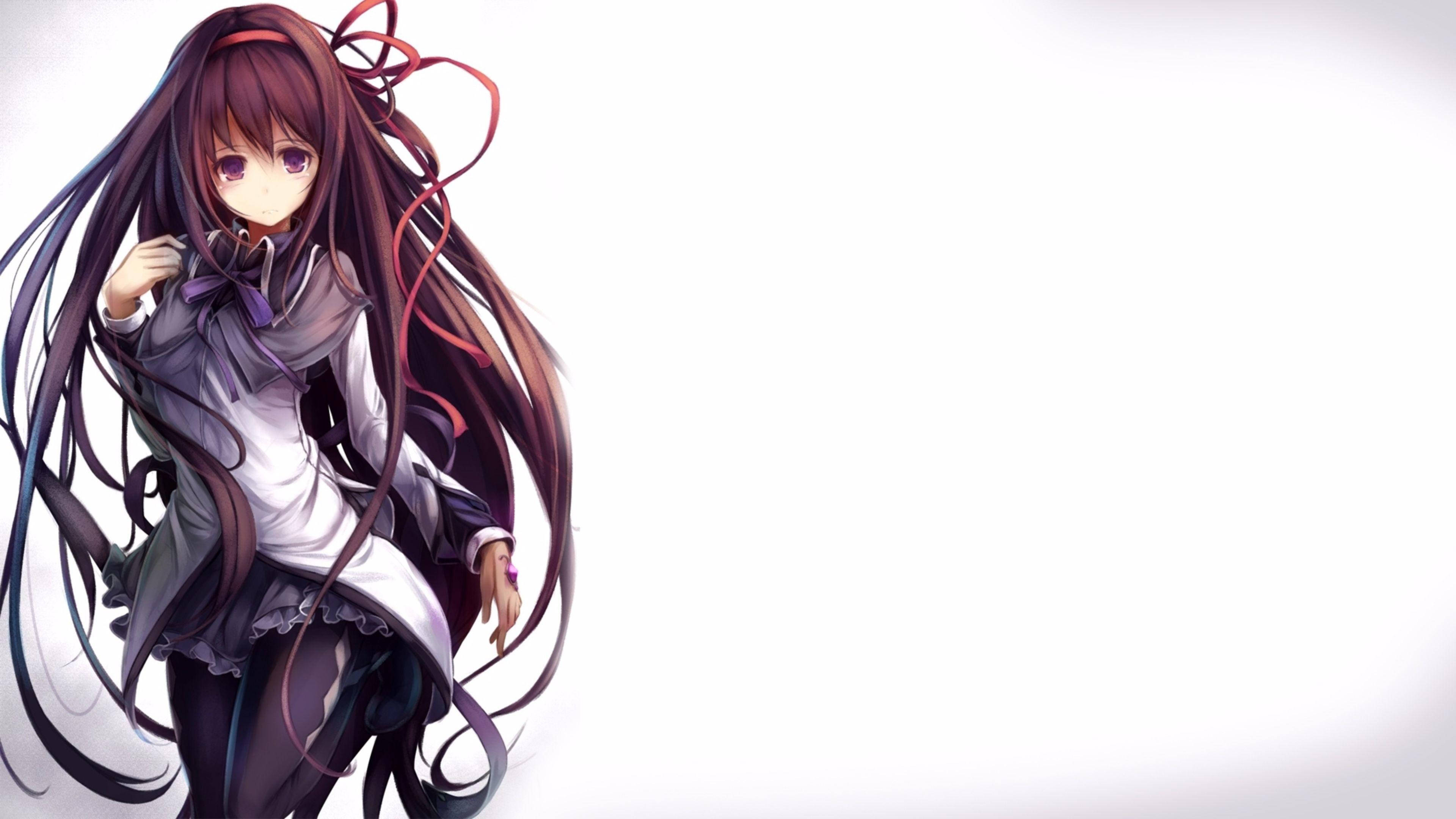 Anime Waifu, long hair, school uniform, 4K Desktop Wallpaper