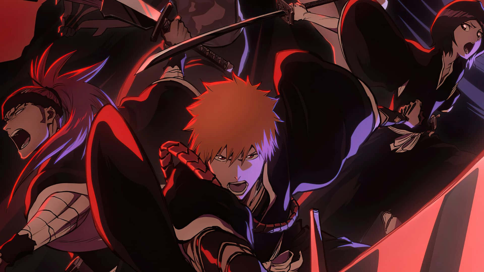 Anime War, spiky orange-haired warrior, sword, Full HD Desktop Wallpaper