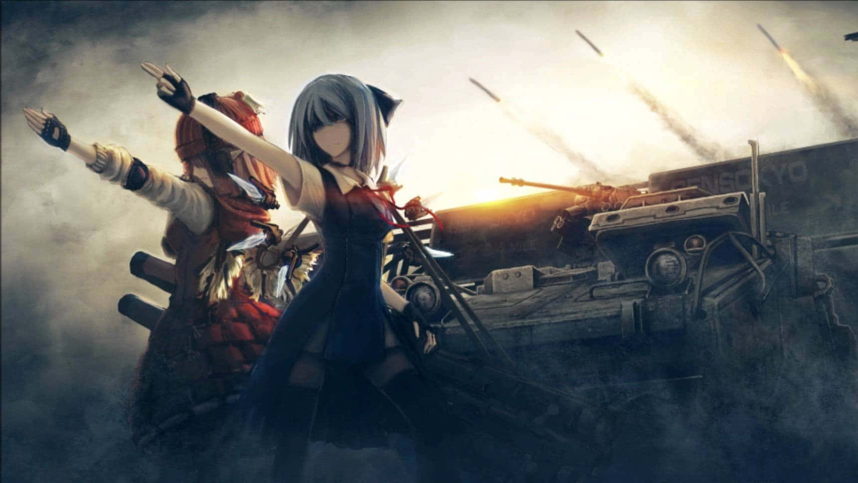 Anime War, battle scene, warship, HD Desktop Wallpaper