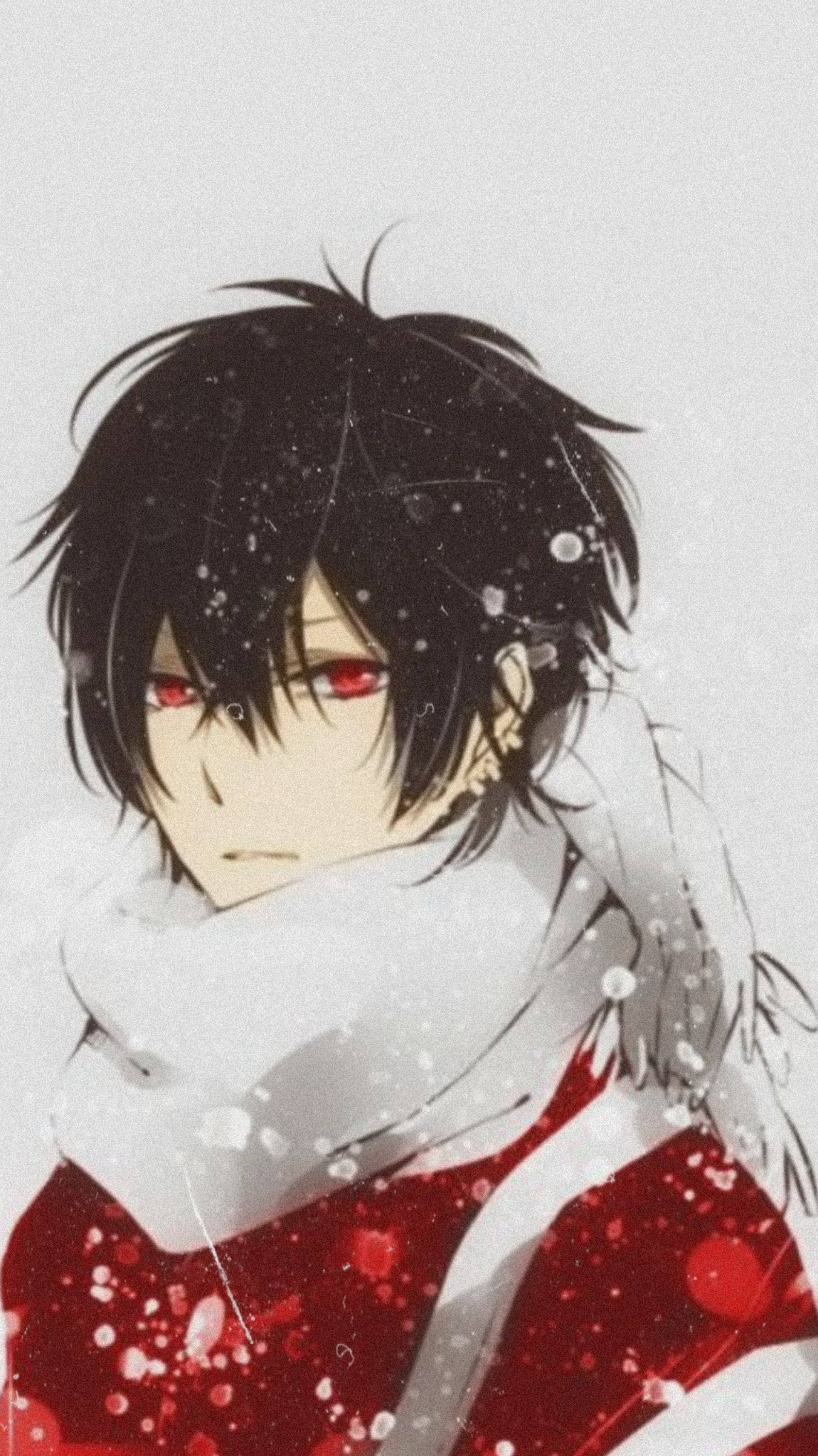 anime boy, black hair, red eyes, 2K Phone Wallpaper
