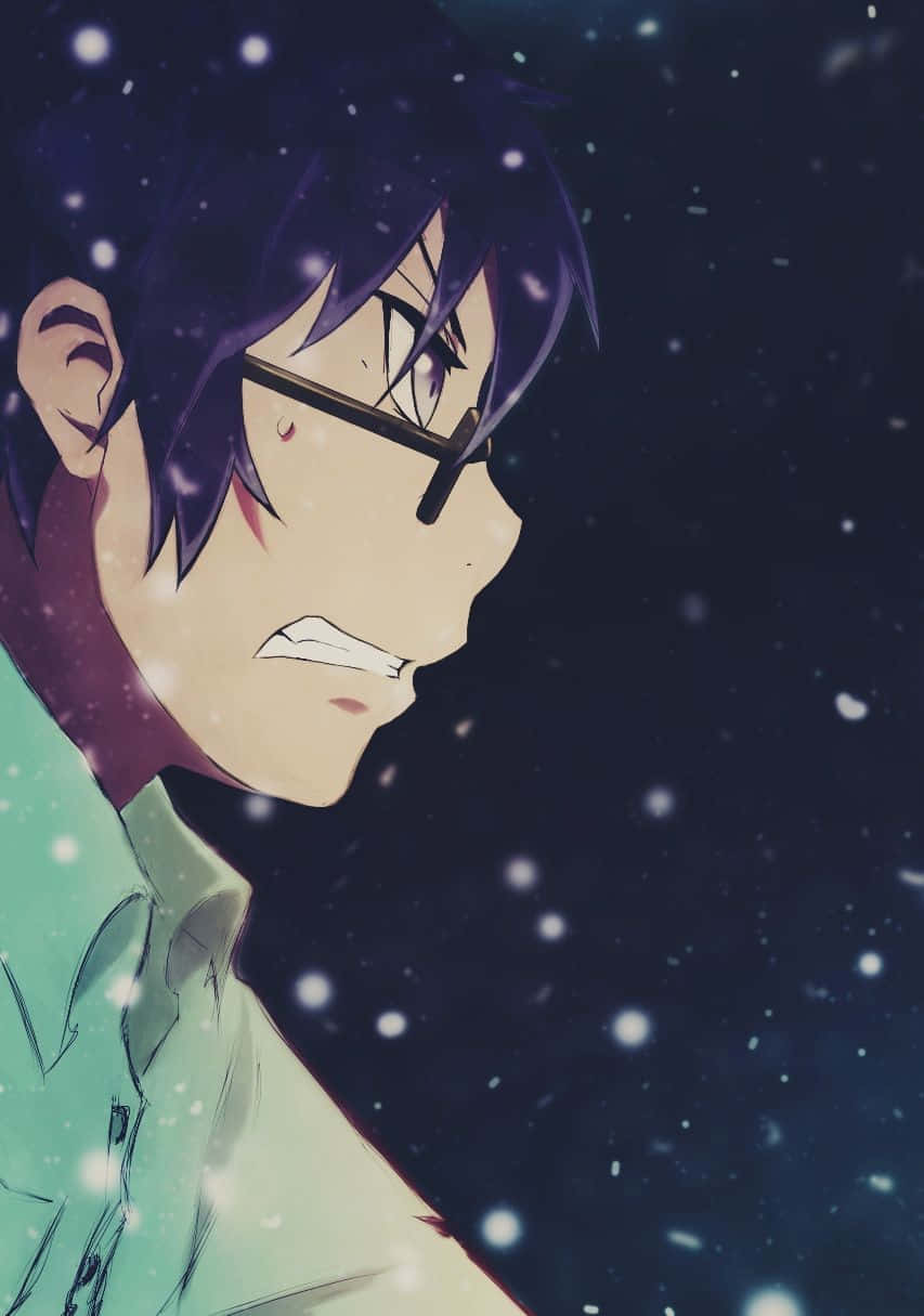Anime boy, dark hair, glasses, SD Phone Wallpaper