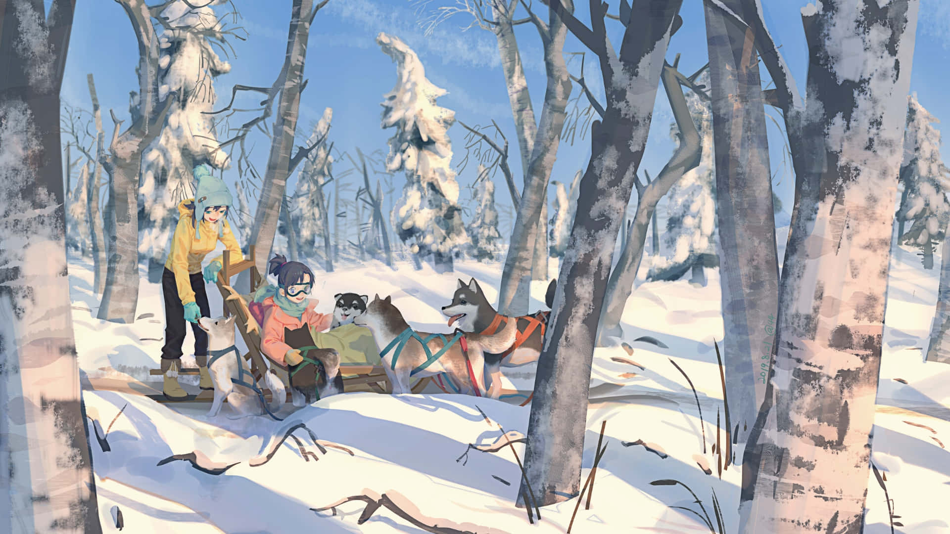 winter forest, snowy forest, bright blue sky, Full HD Desktop Wallpaper