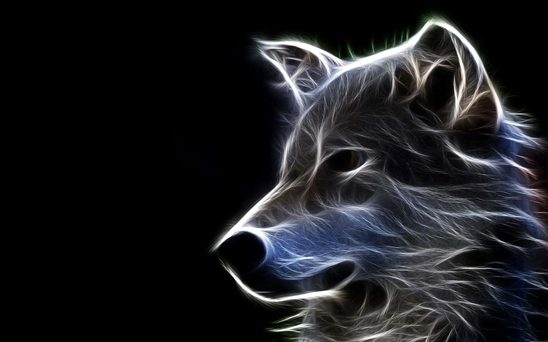 Anime Wolf Art, glowing wolf's head, electric blue, HD Desktop Wallpaper