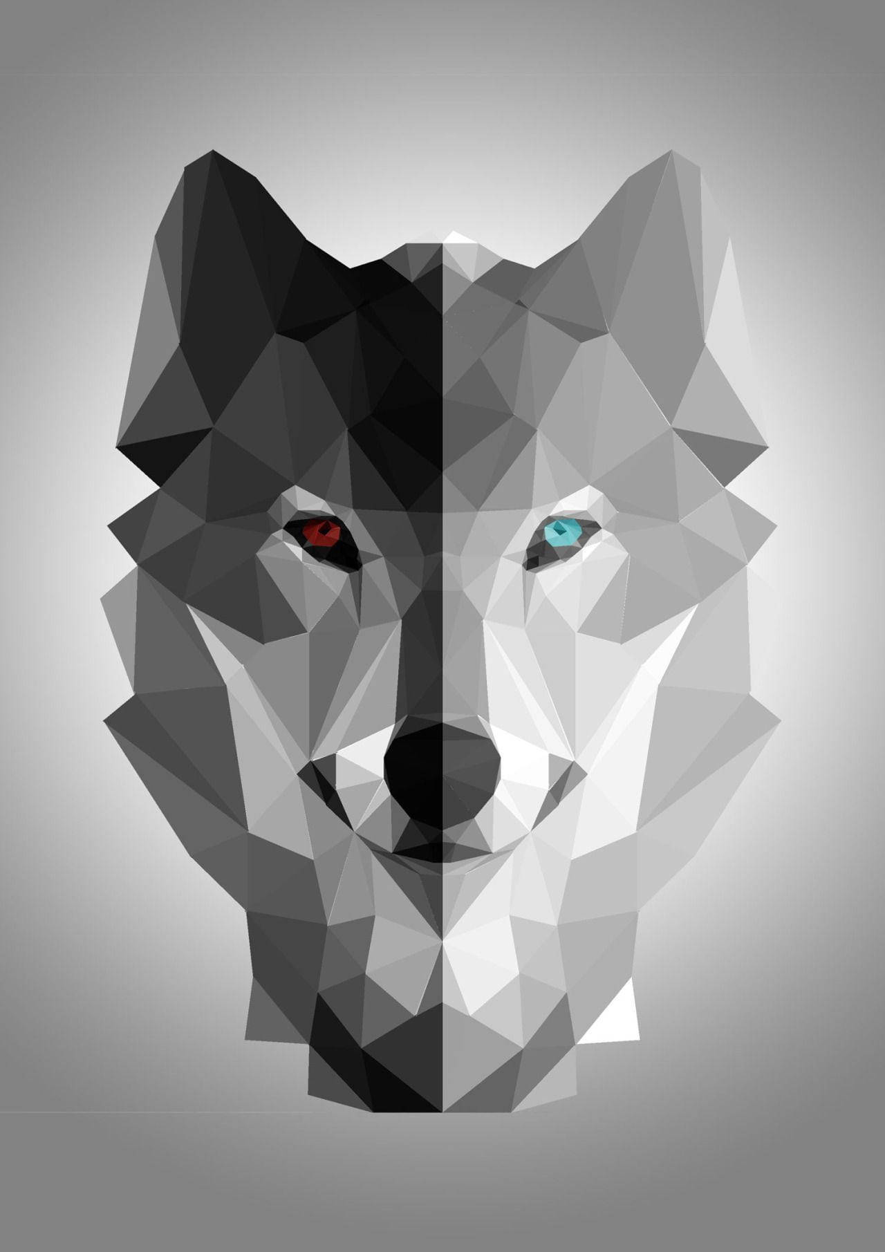 Anime wolf, geometric, gray, HD Phone Wallpaper