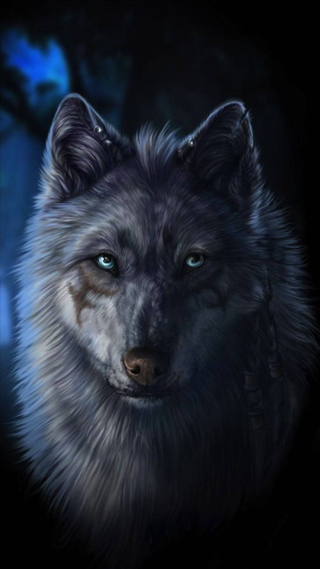 Anime wolf, gray wolf, piercing blue eyes, Full HD Phone Wallpaper